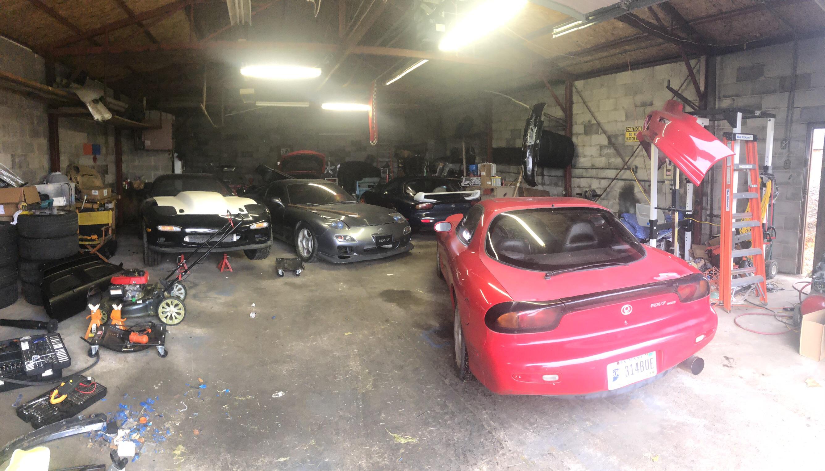 6 FD3s in my friends garage. Mine has the white wing on it. He owns the