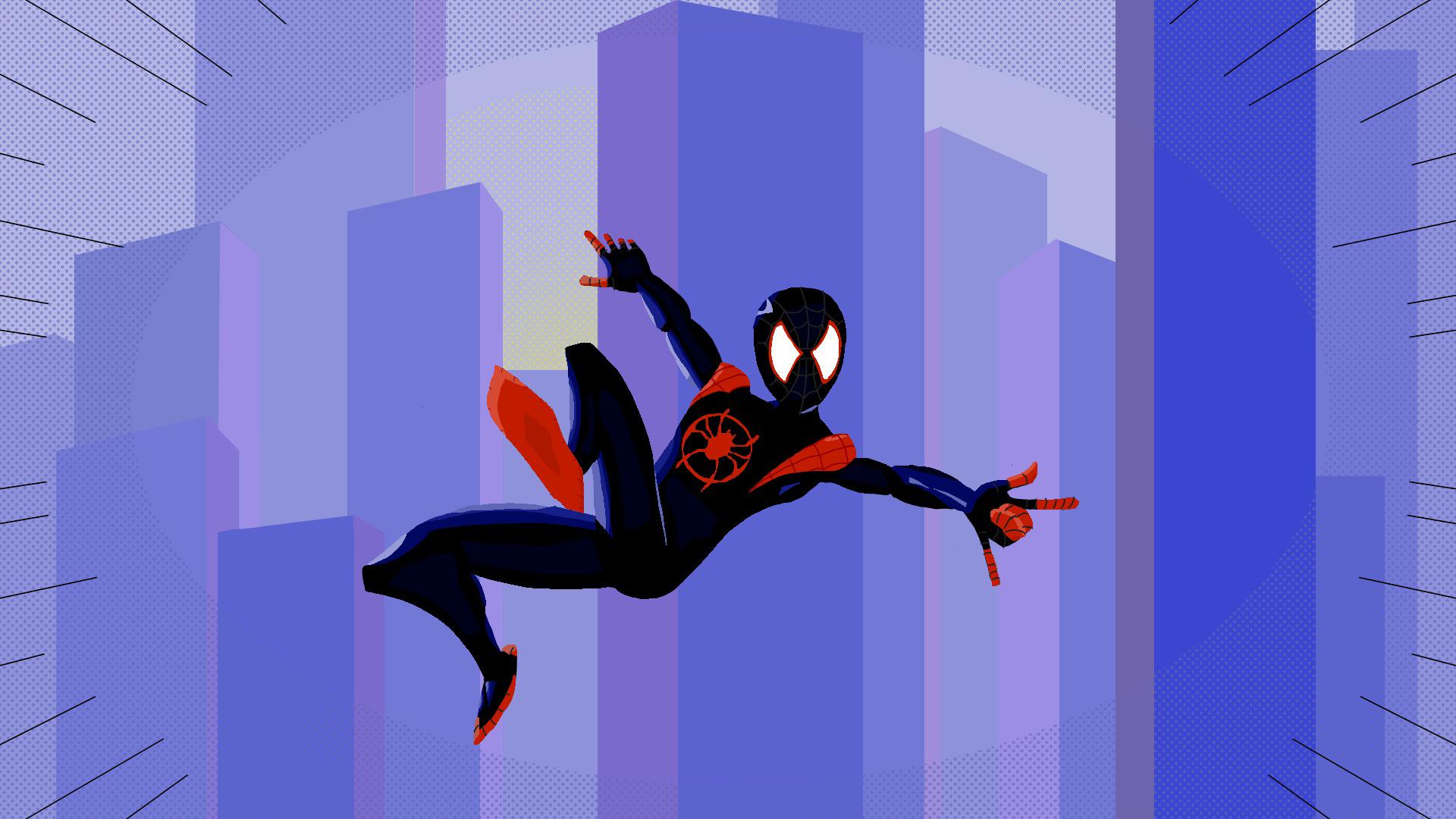 SpiderMan into the SpiderVerse inspired art piece made in Krita