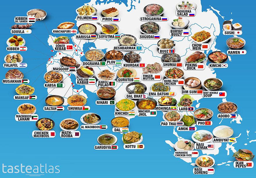 Typical dishes of Middle Eastern and Asian countries r/MapPorn