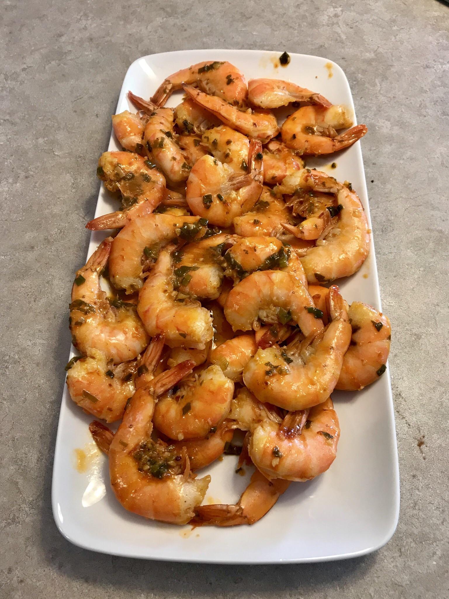 Sous Vide Shrimp with Portuguese Pepper Paste and Brandy Sauce