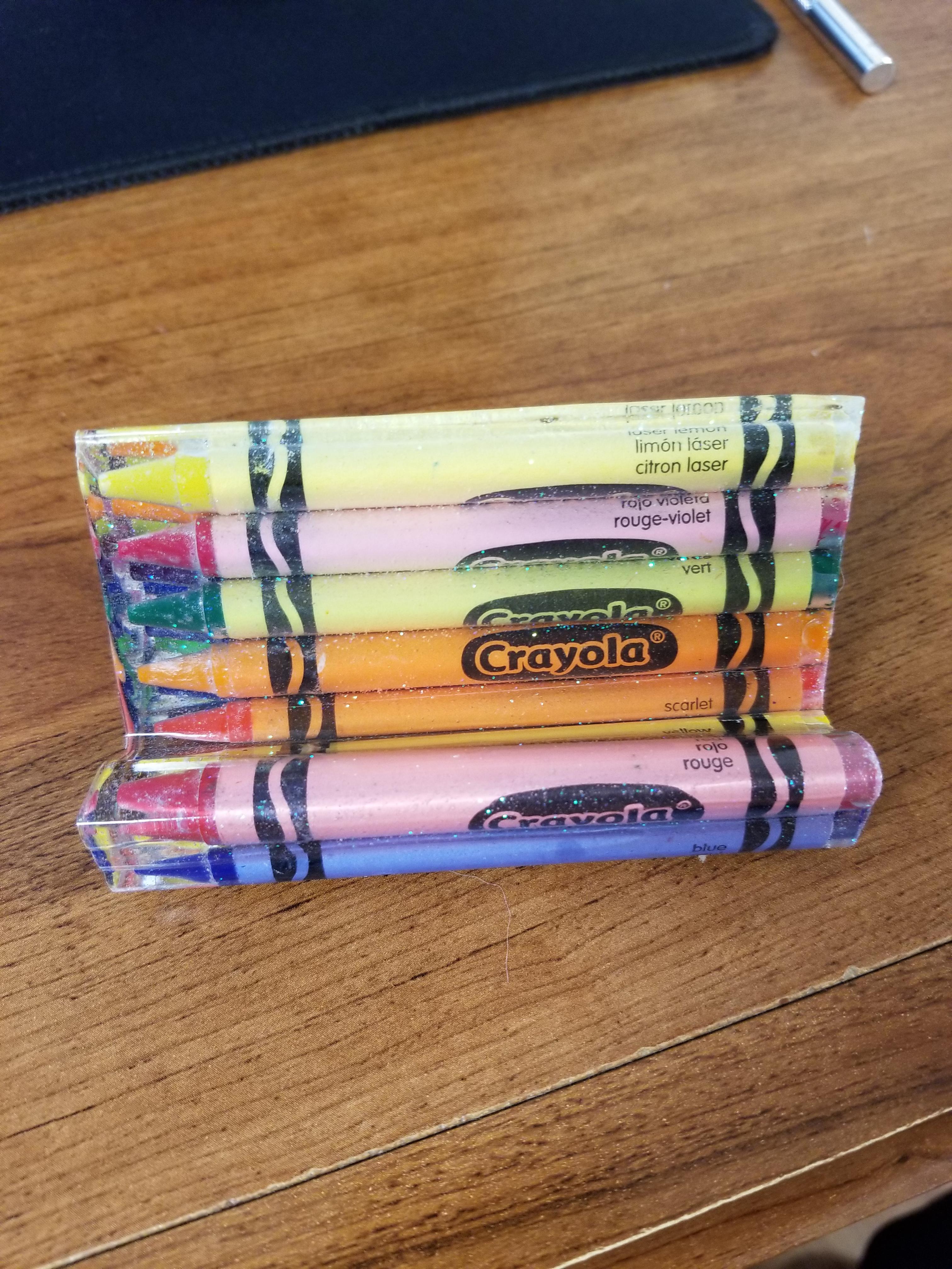 Resin casting crayons as a business card holder r/ResinCasting