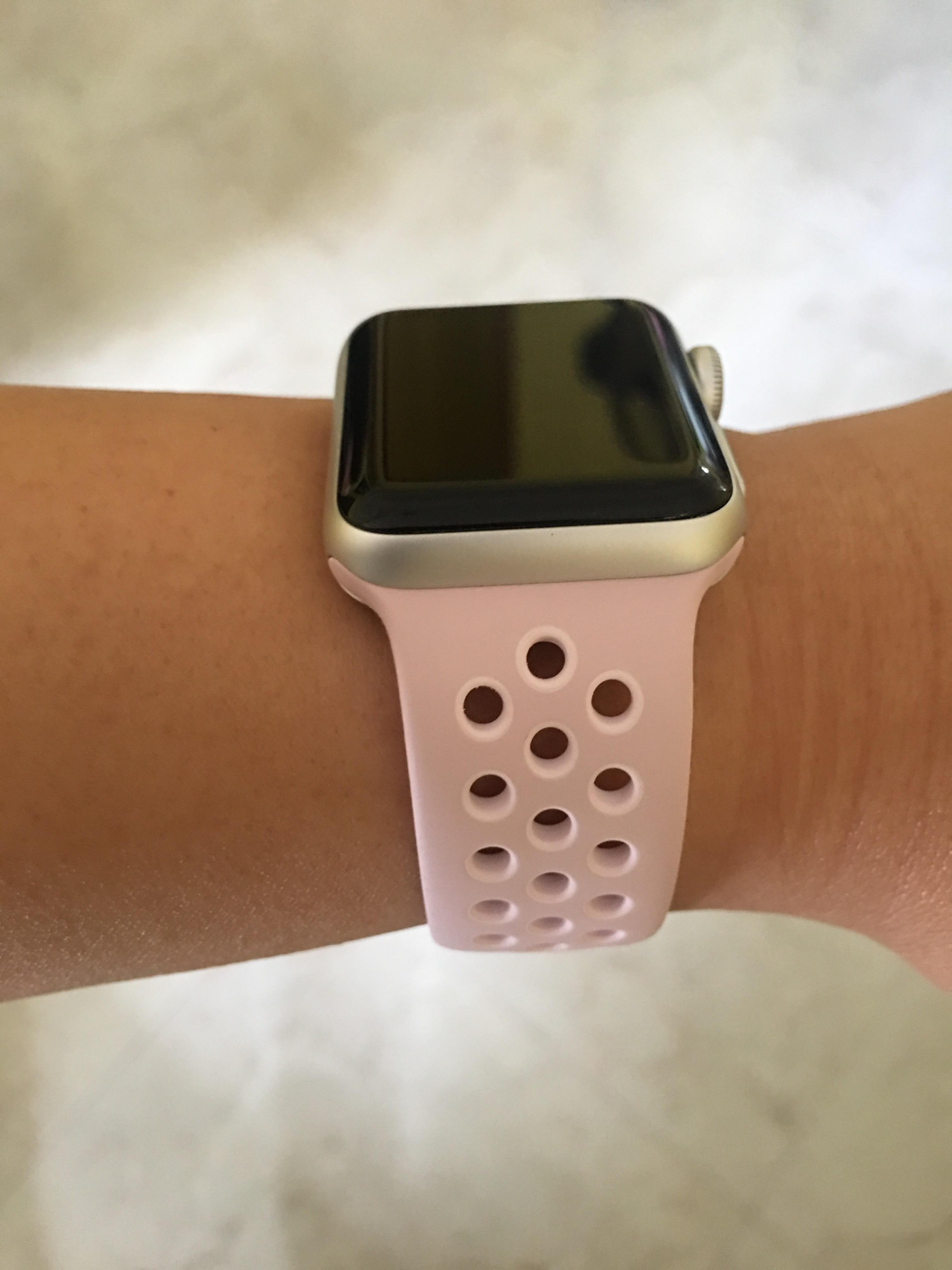 Barely rose/pearl pink Nike sport band! Went with this over red