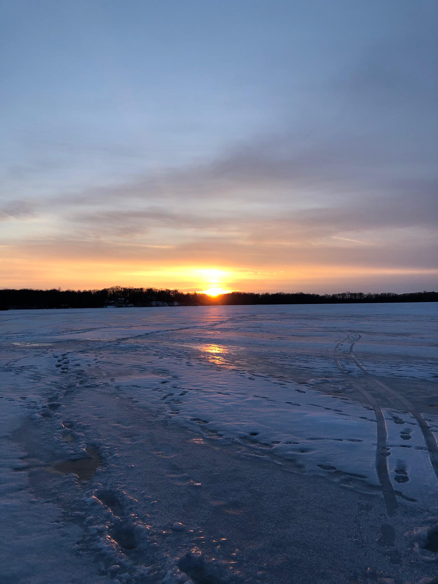 View from Saturday at sundown. Silver Lake, Oconomowoc WI. No fish but