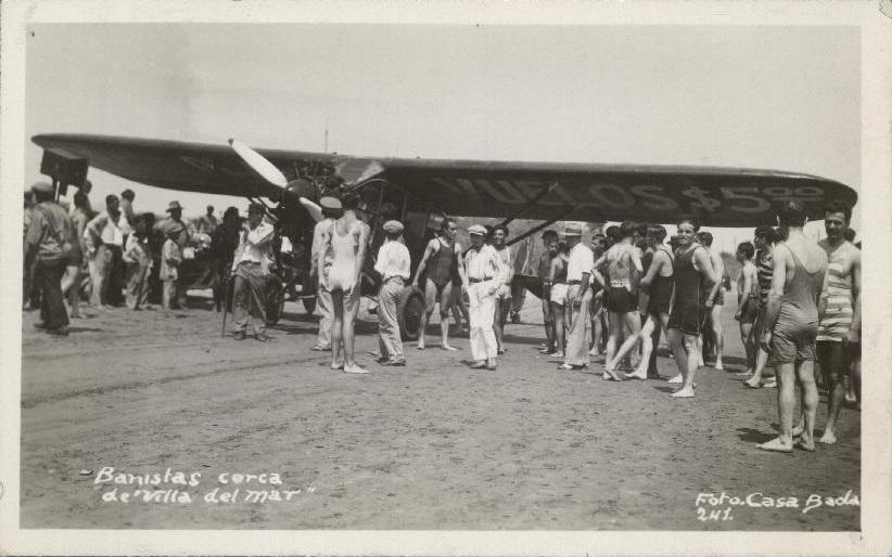 "Villa del Mar" Veracruz, Mexico, Circa 1920s. Plane offers the