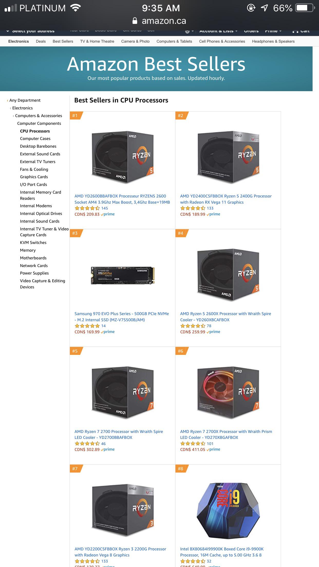 Amazon best seller cpu Canada r/AyyMD