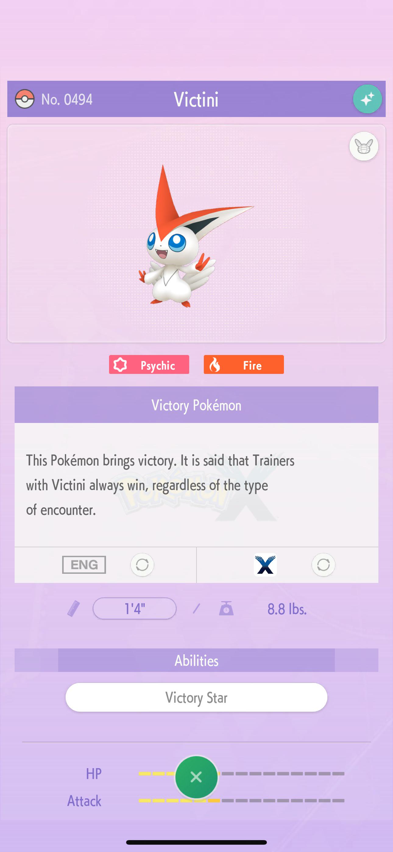 For some reason I have reason have shiny Victini registered in my home