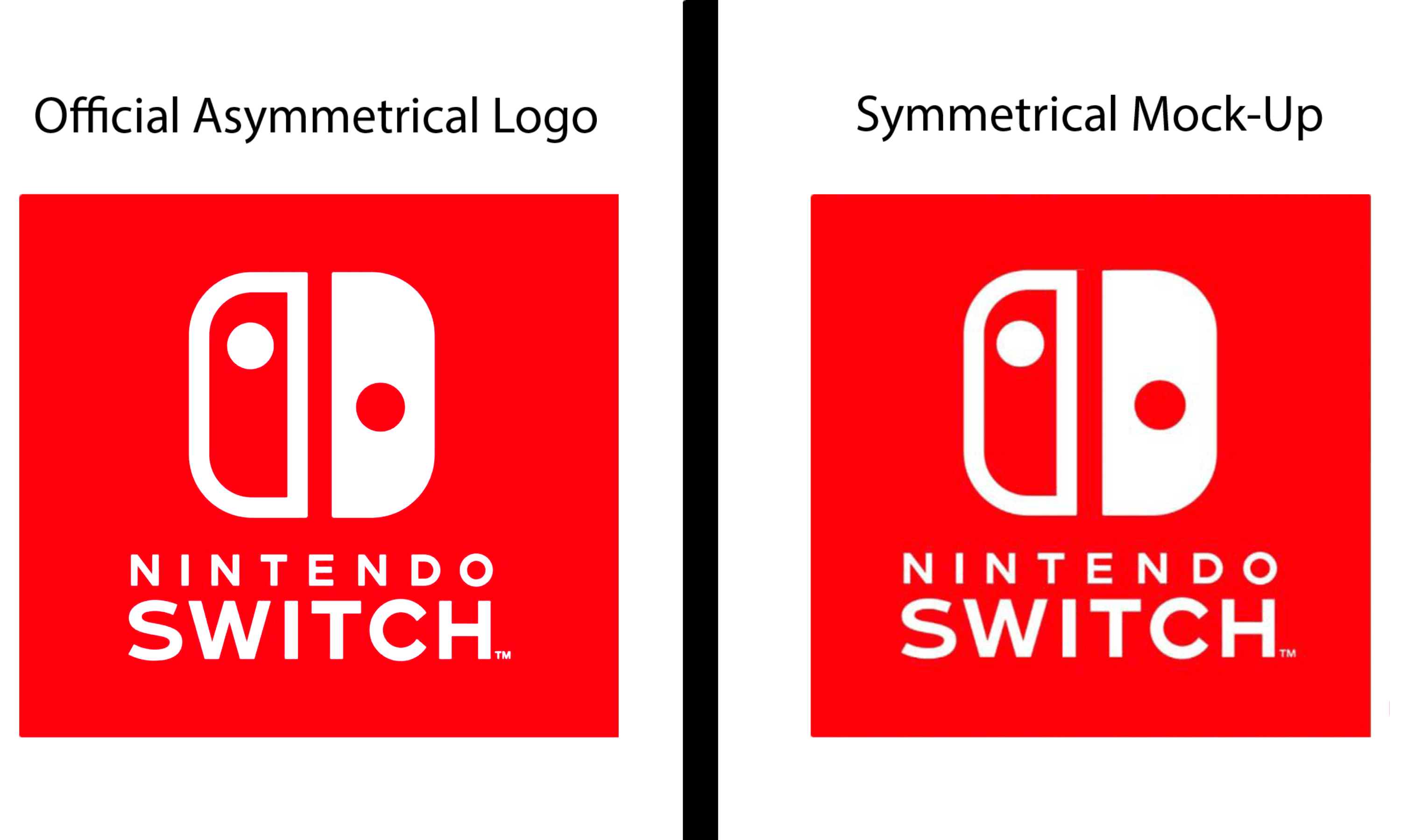 The Nintendo Switch logo is intentionally asymmetrical in order to give