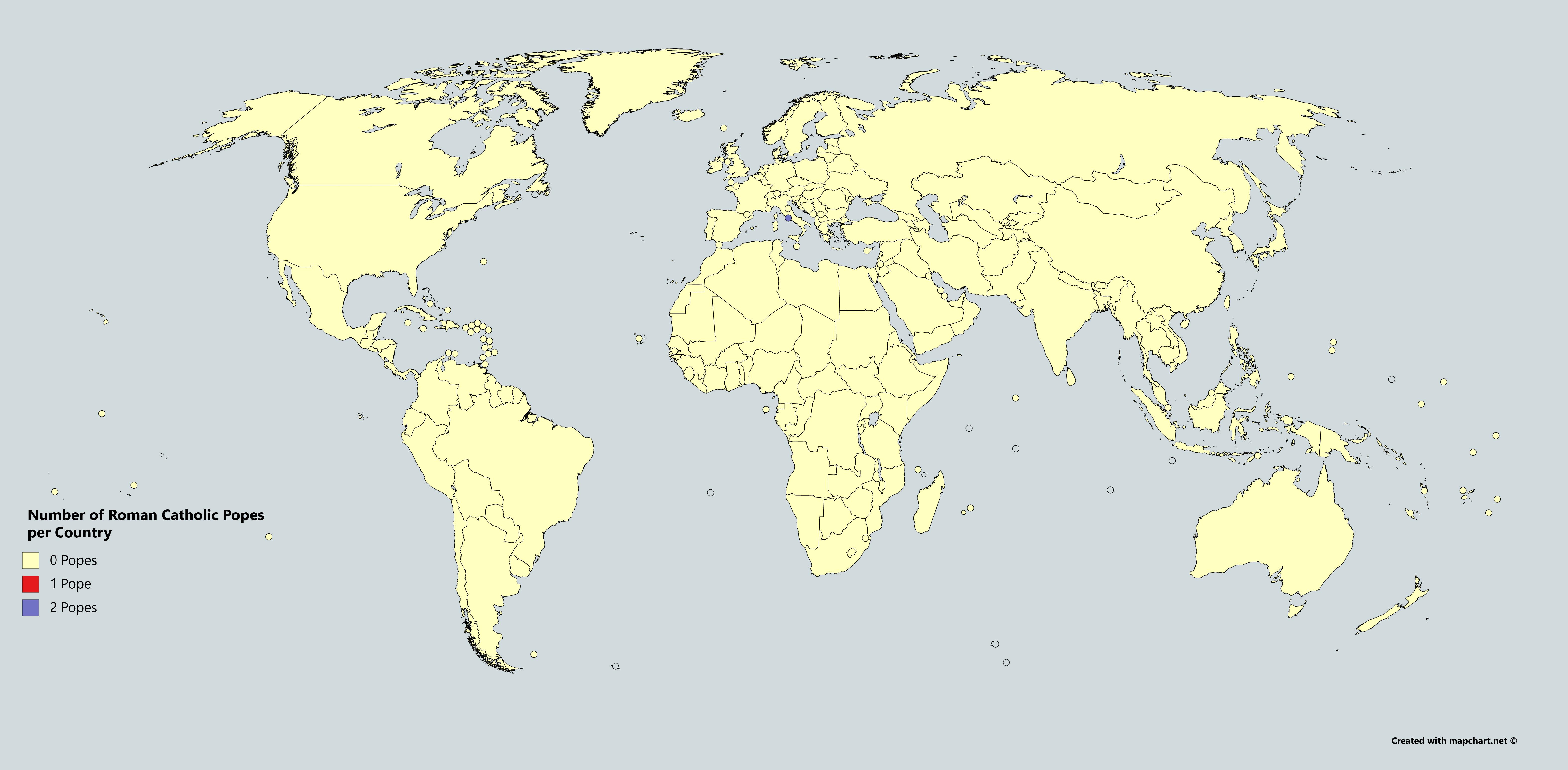 Number of Roman Catholic Popes per Country r/MapPorn