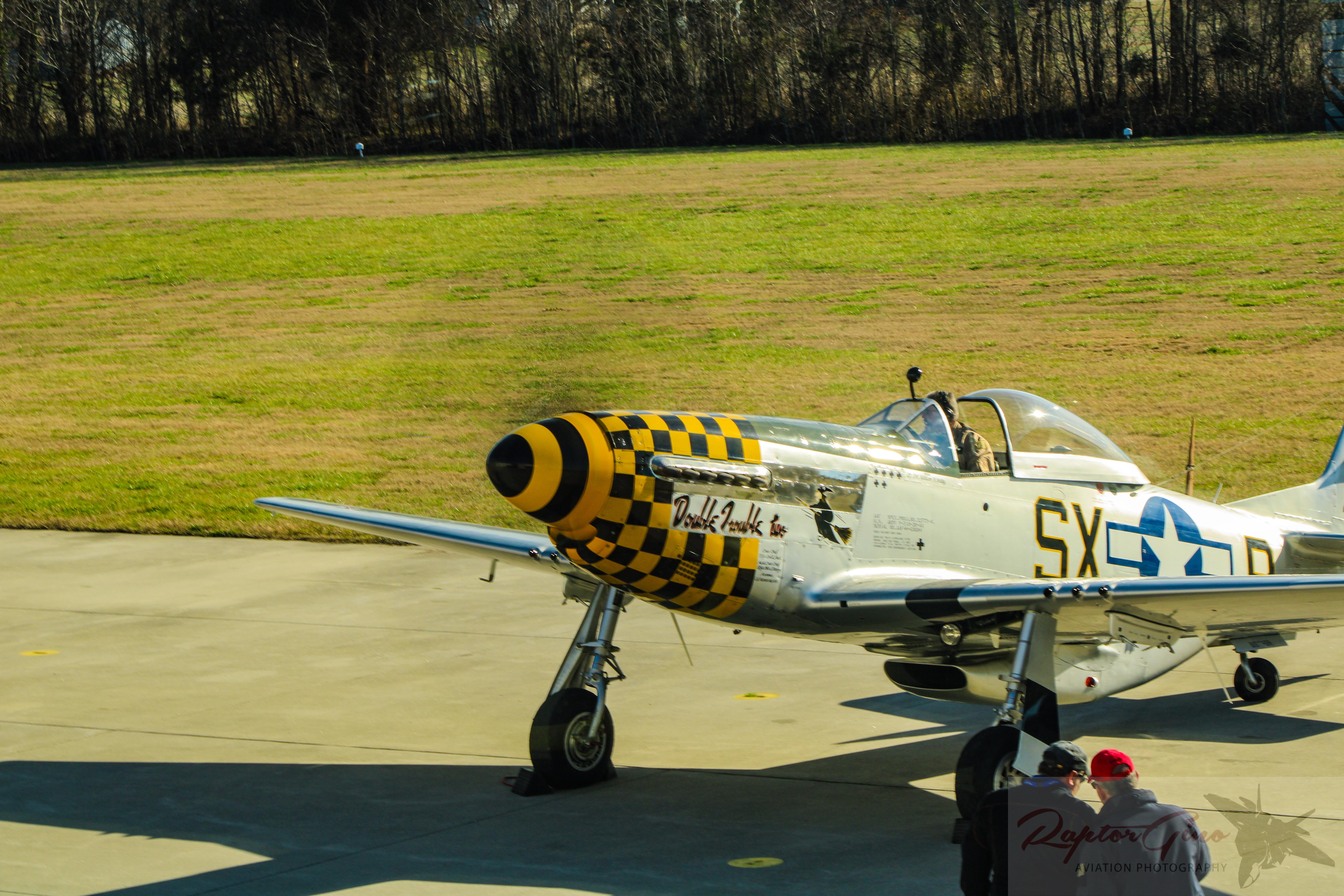 Military Aviation Museum’s own P-51D Mustang during an engine test