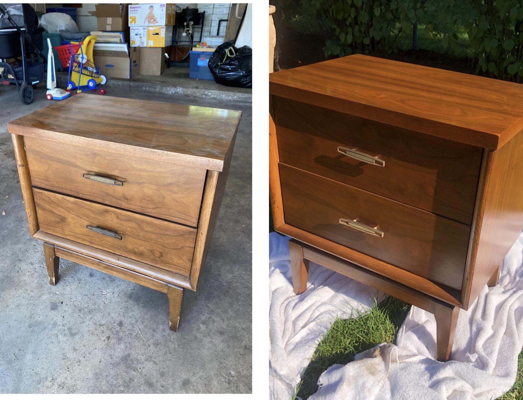 Restored this beautiful MCM nightstand this weekend! Originally found