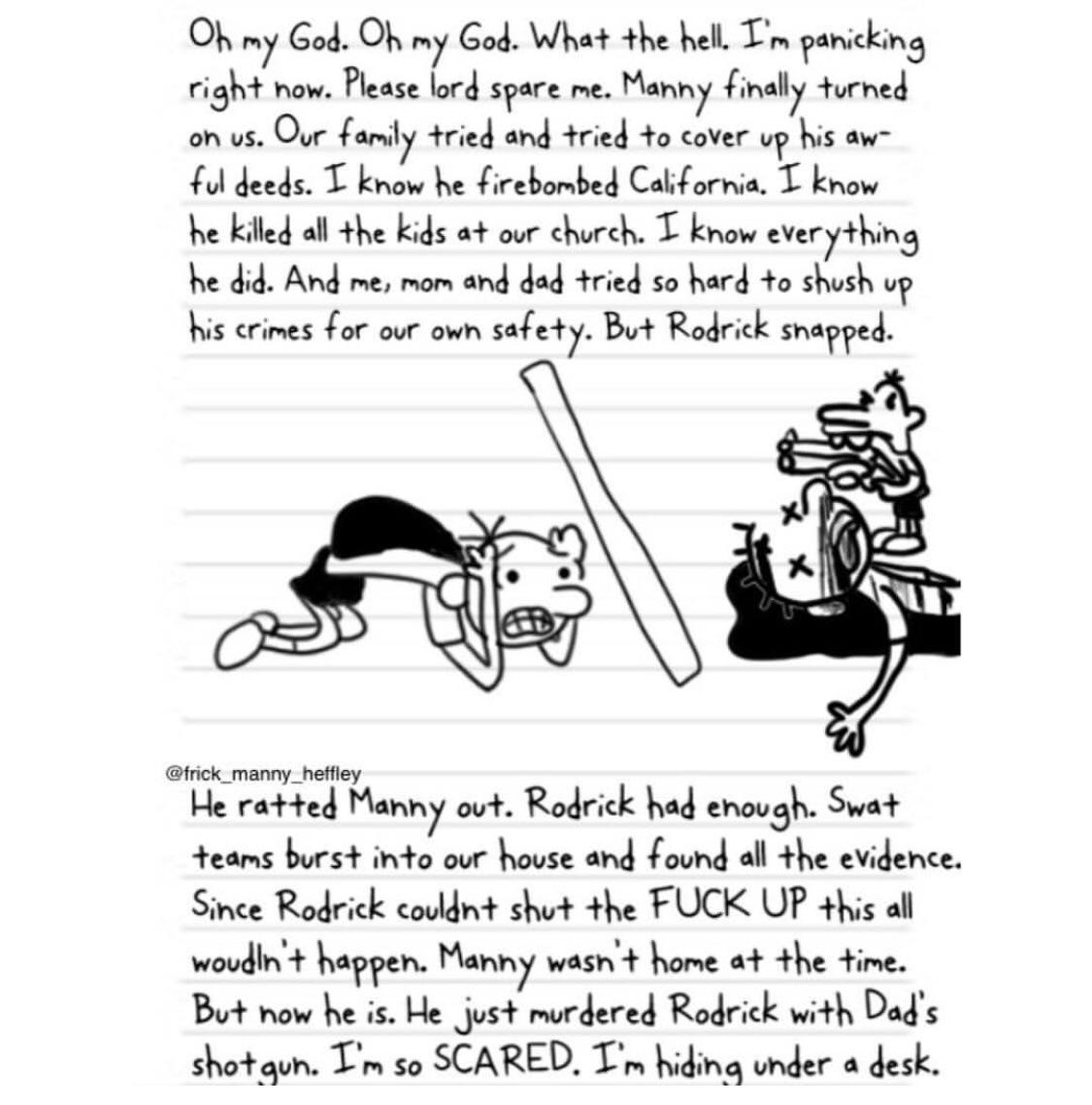 Page of Greg Heffley’s diary recovered from the wreckage of the Heffley