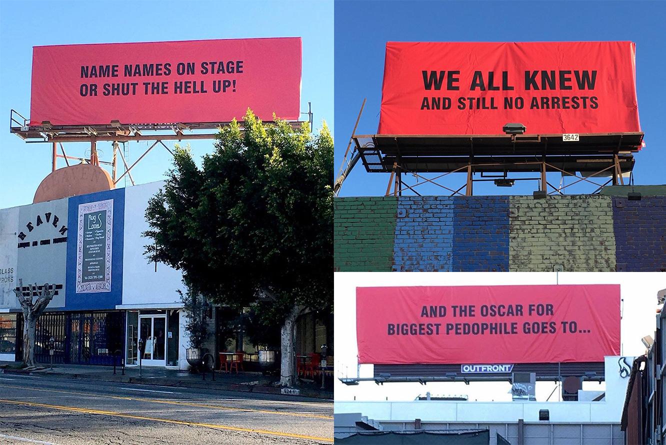 Three billboards came up outside of Hollywood before the Oscars pics