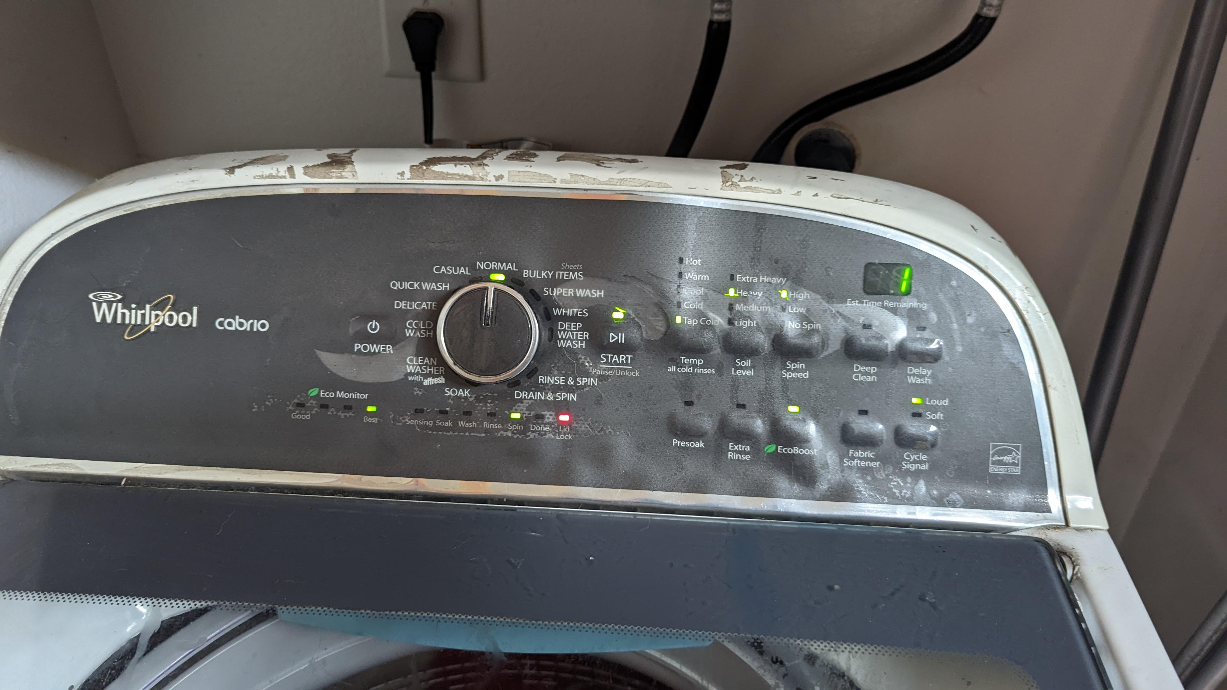 Whirlpool Cabrio washer restarts completely at end of cycle/switches to "NORMAL" in spite of