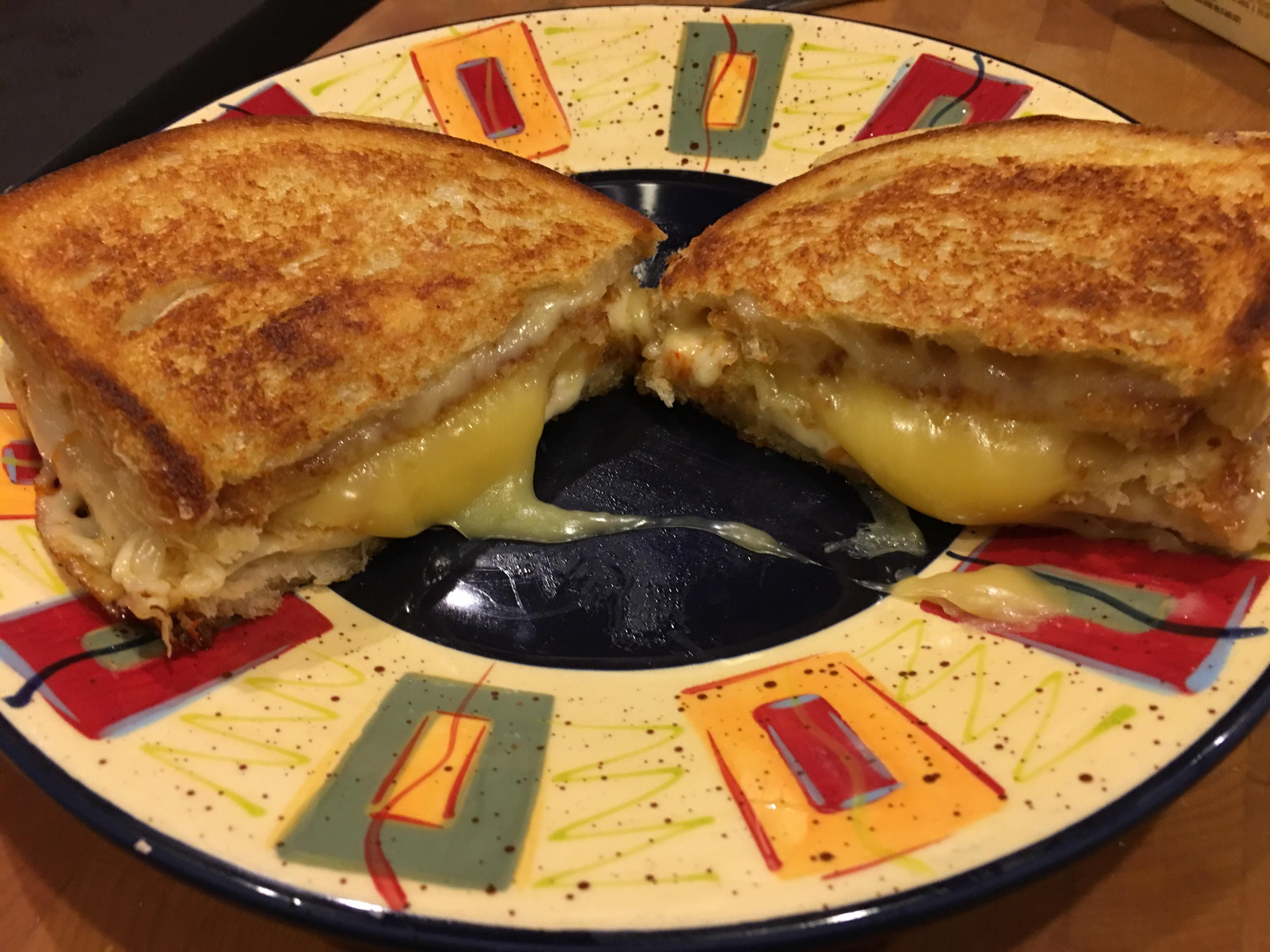 Made a gouda grilled cheese, swis, and muenster grilled cheese (aka