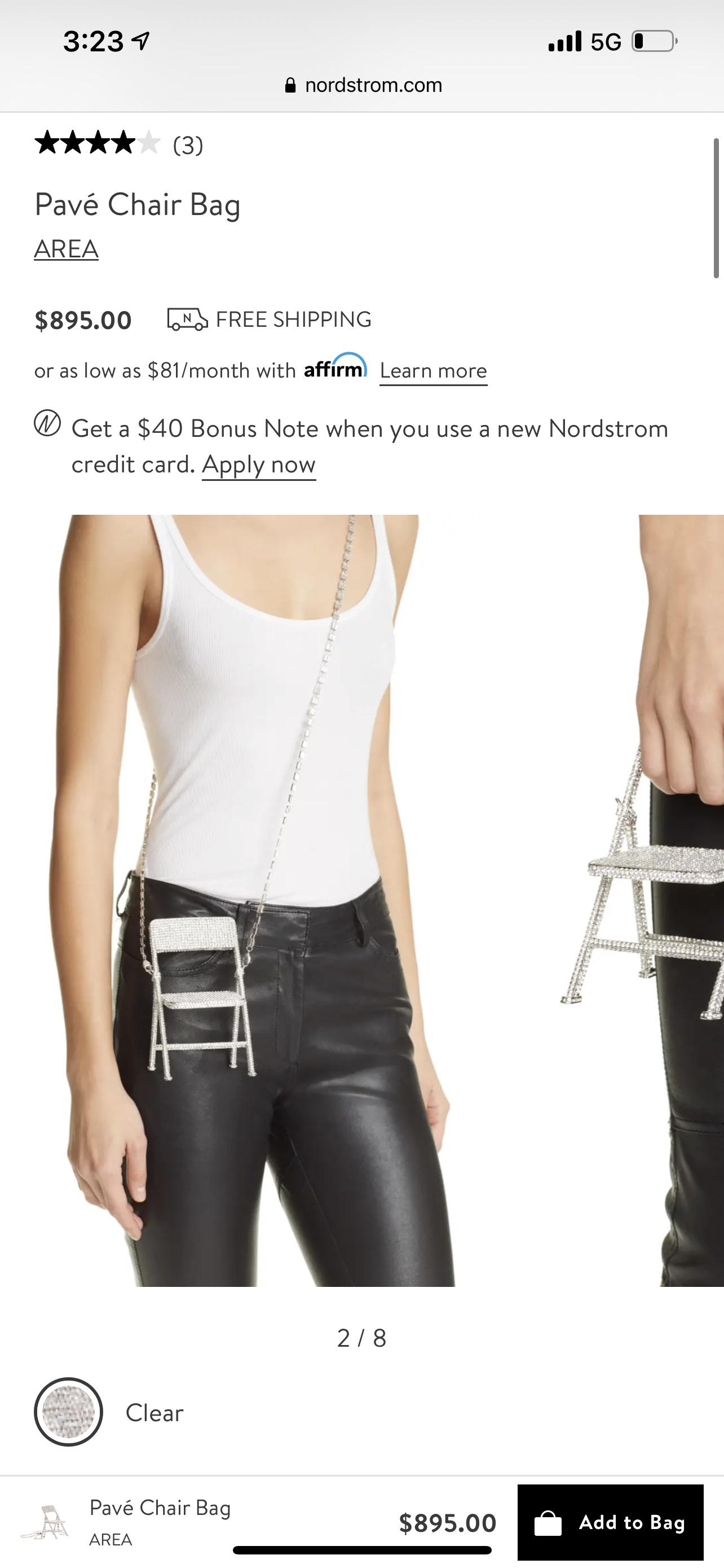 A mini chair purse that doesn’t actually hold anything for 895 from