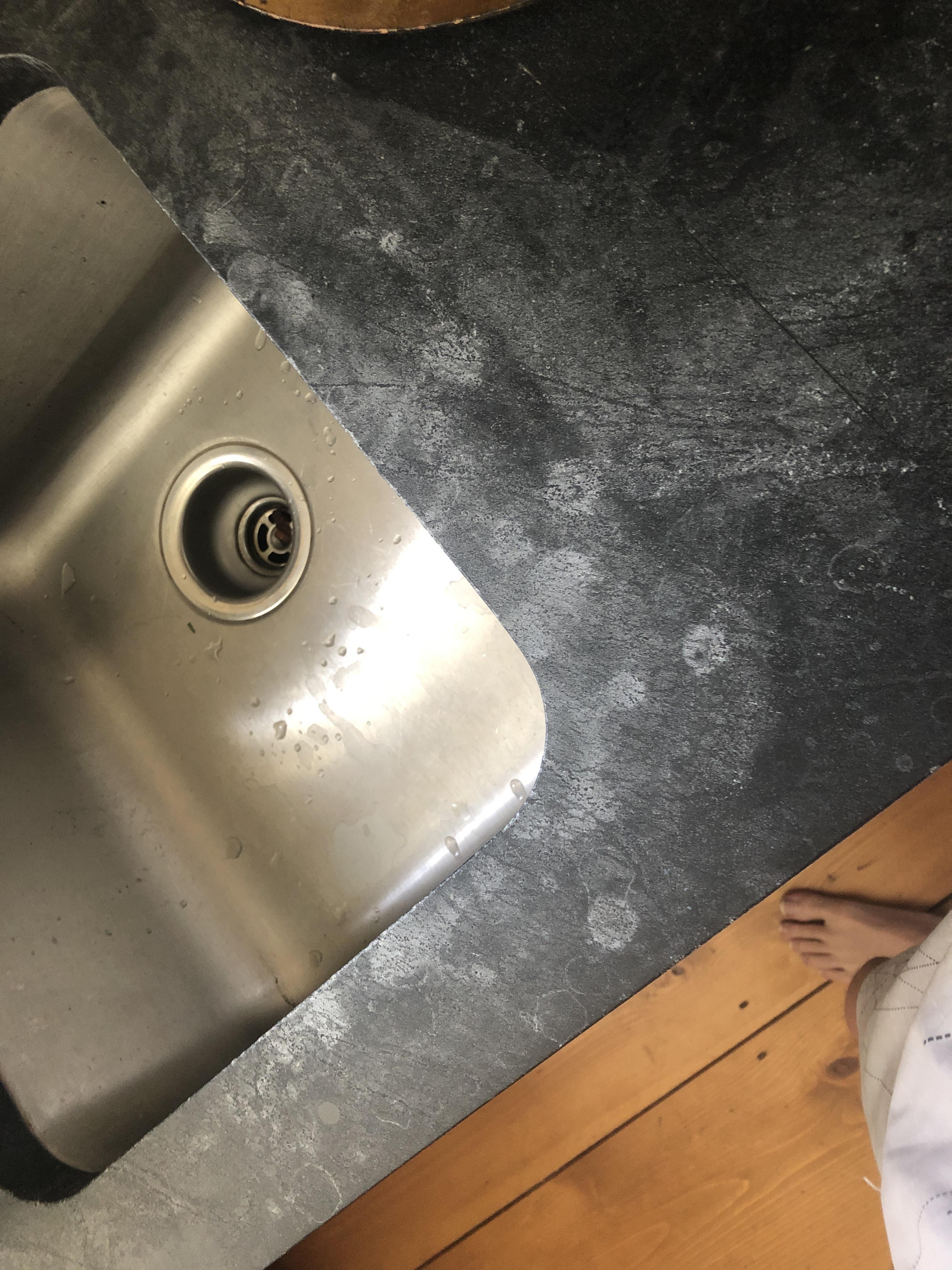 Any know how to get soap stains out of black soapstone counter? I think