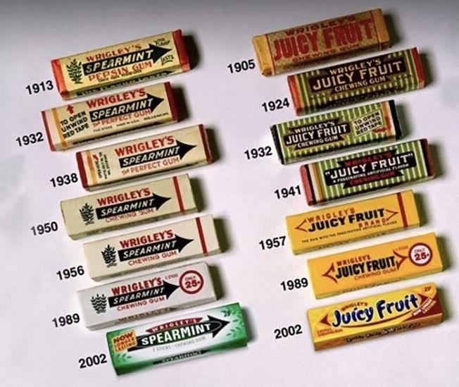 Old packaging for Wrigley Spearmint/Juicy Fruit r/nostalgia