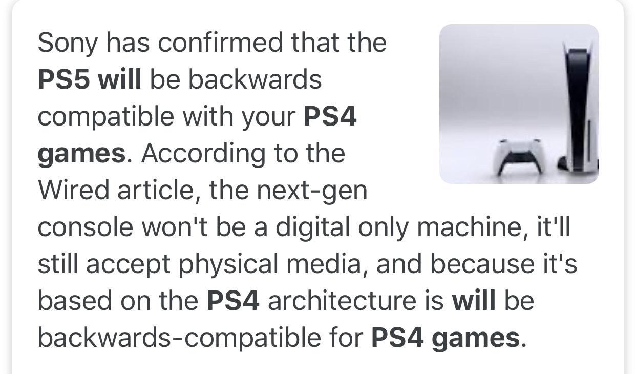 Does this mean I will be able to use PS4 discs on the PS5? r/playstation