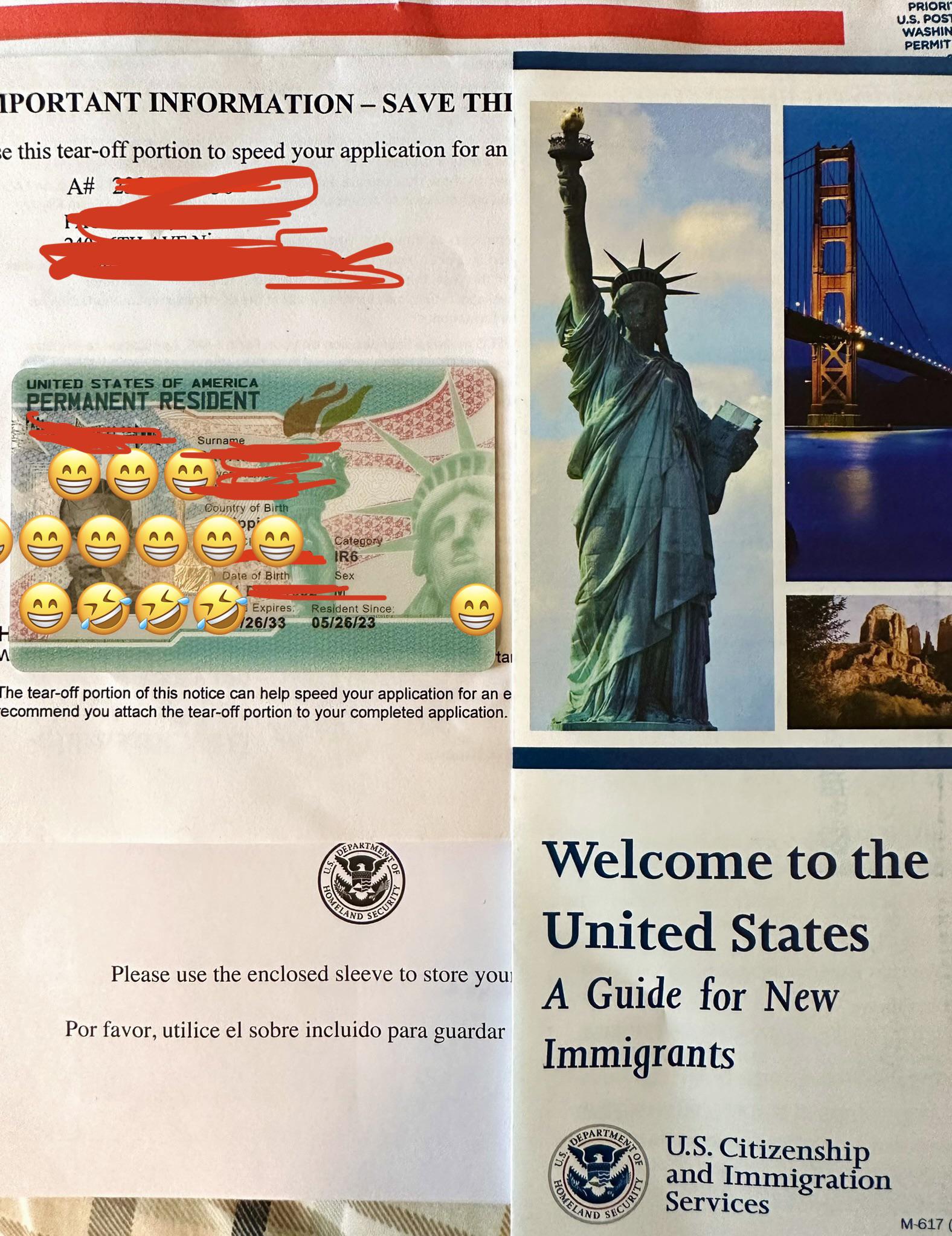Finally got my 10 Year Green Card today in the Mail! And approved for