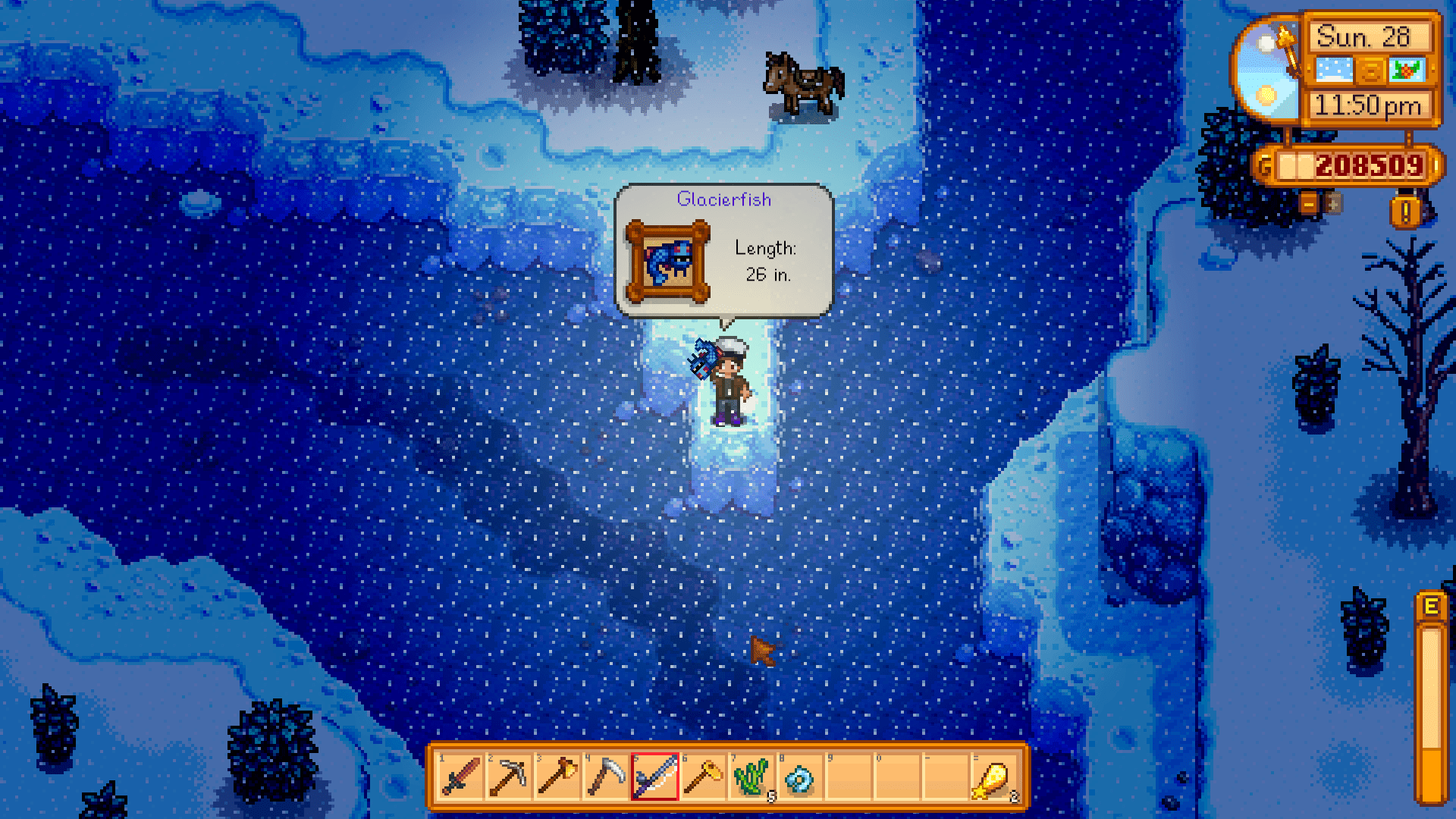 I finally got the glacierfish...on the last day of winter StardewValley