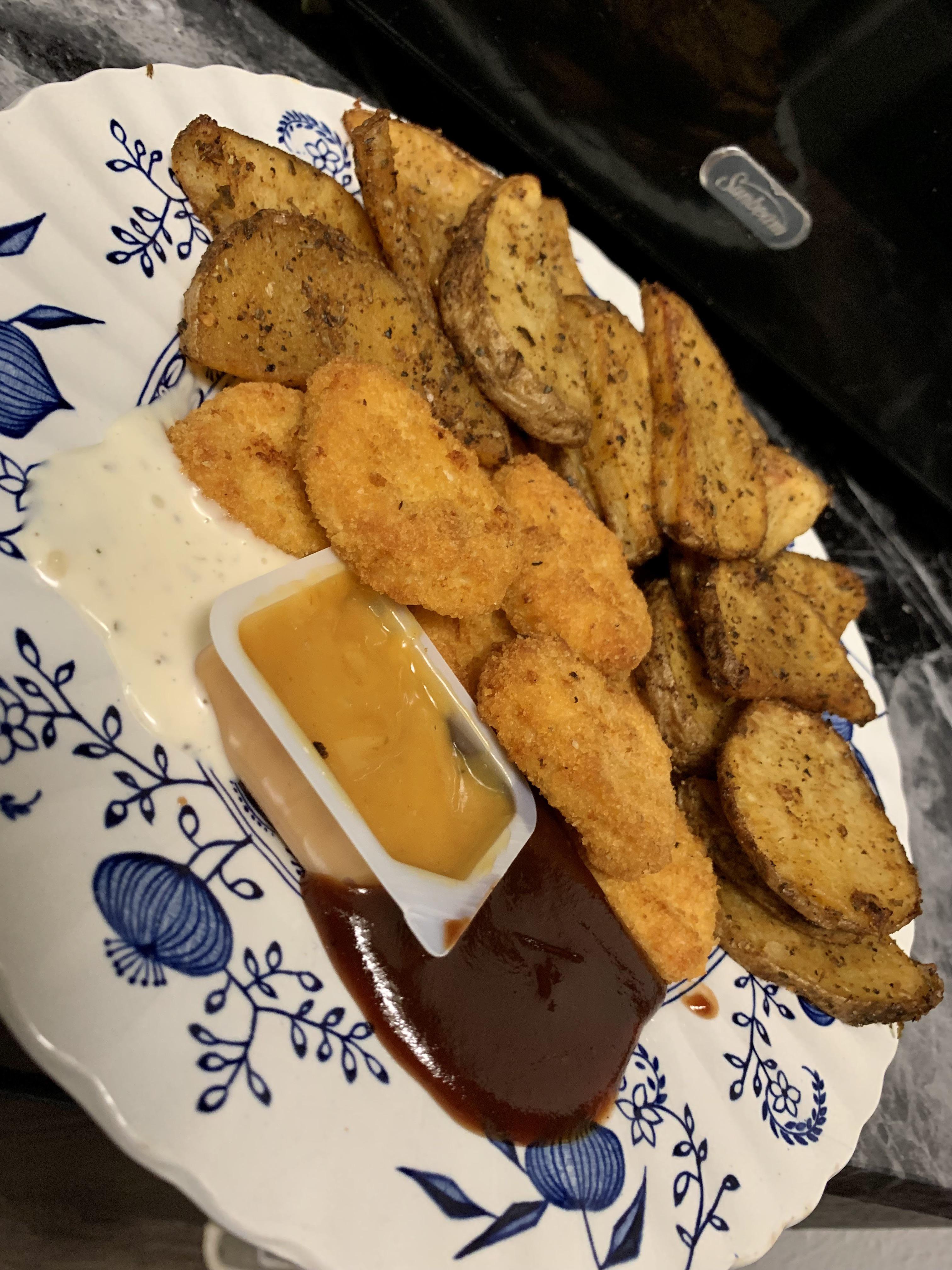 My holy trinity of sauces, spicy bbq sauce, Chick filA sauce, ranch