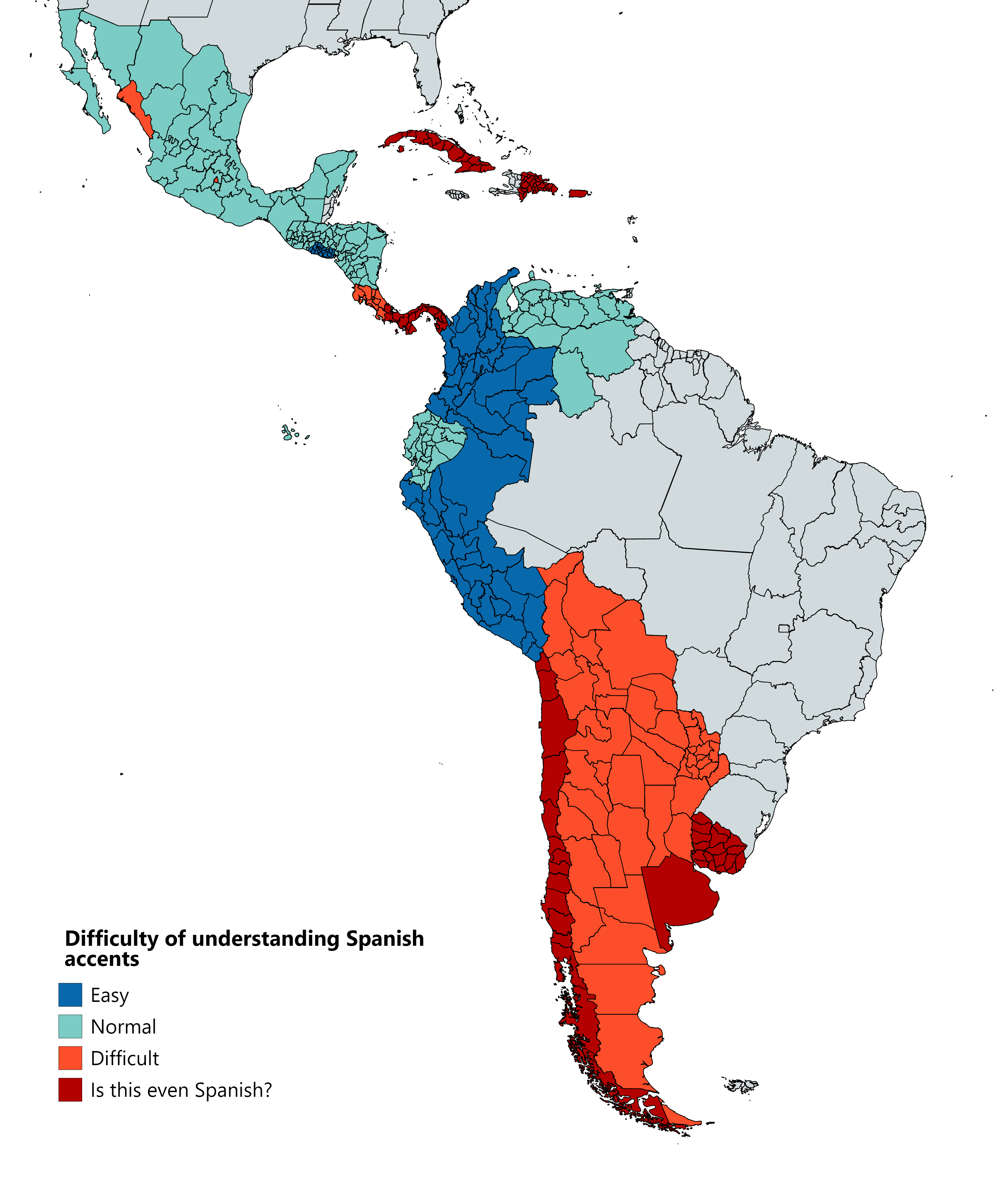 Easiness of Spanish accents r/MapPorn