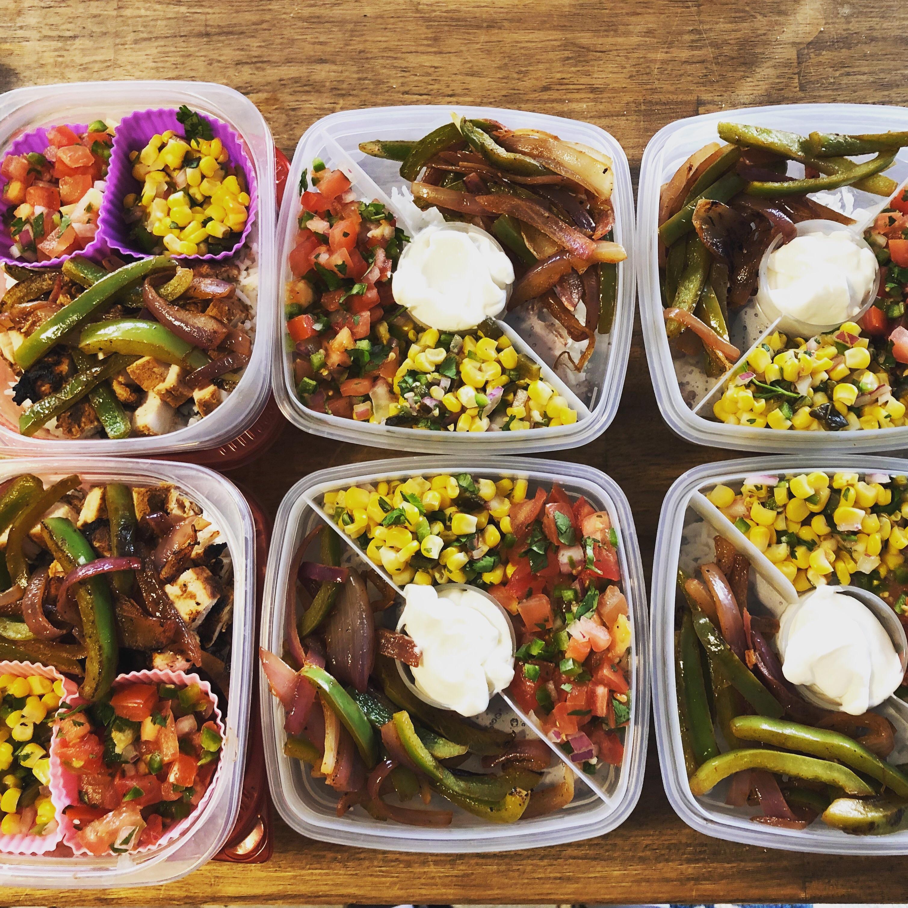 Chipotle bowls this week! Rice, steak or chicken, beans, tomato salsa