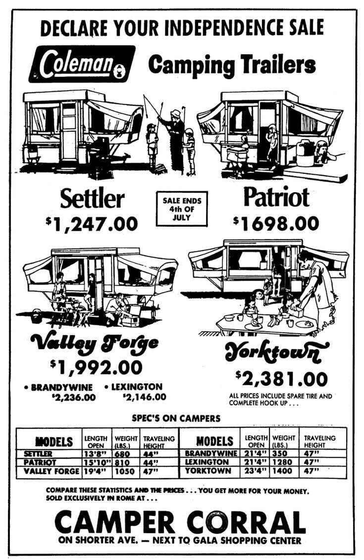 Coleman Folding Campers June 1975 Rome, GA r/vintageads