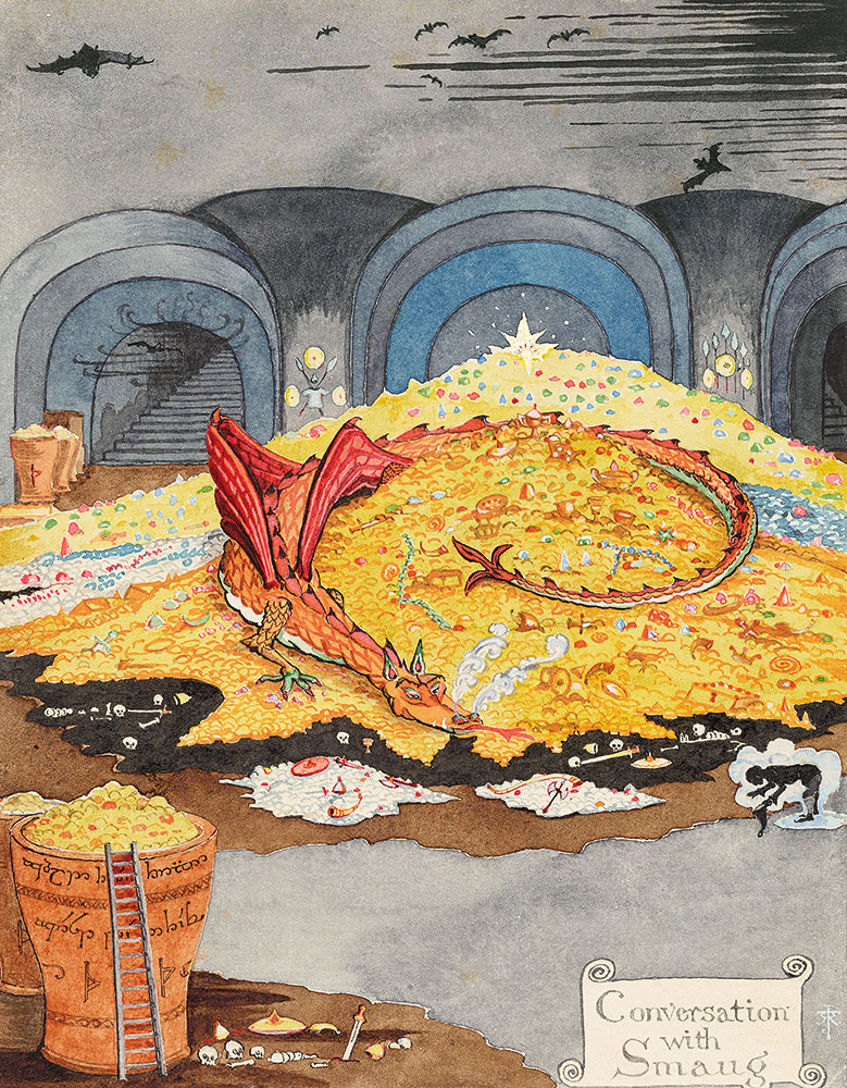 Smaug 1937 drawn by Tolkien lotr