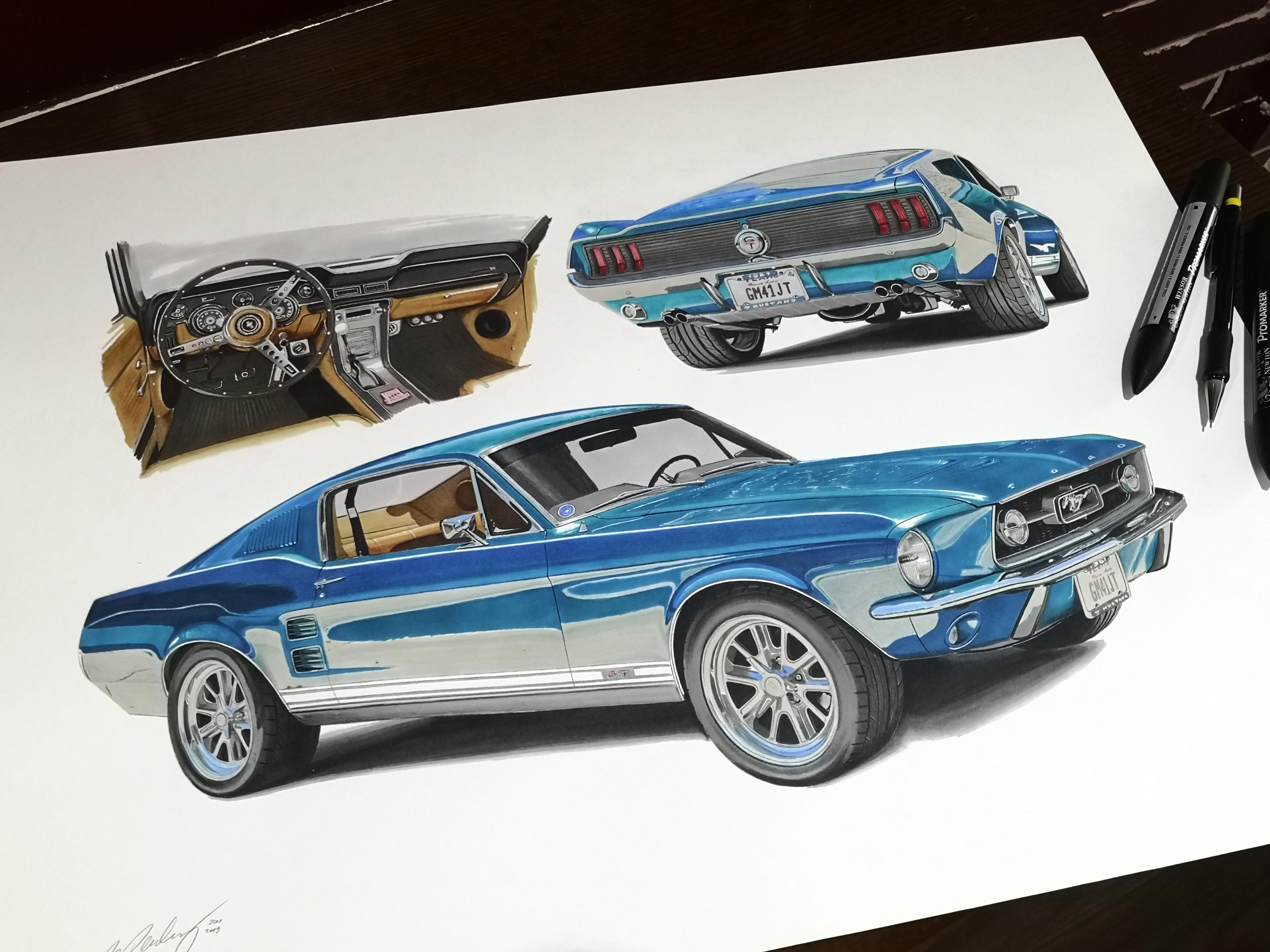 I spent around 40 drawing this amazing 1967 Fastback !! Mustang
