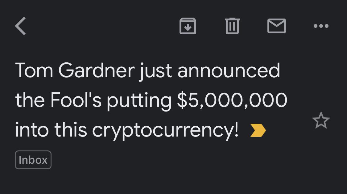 Motley fool Tom Gardner just announced the Fool’s putting 5,000,000