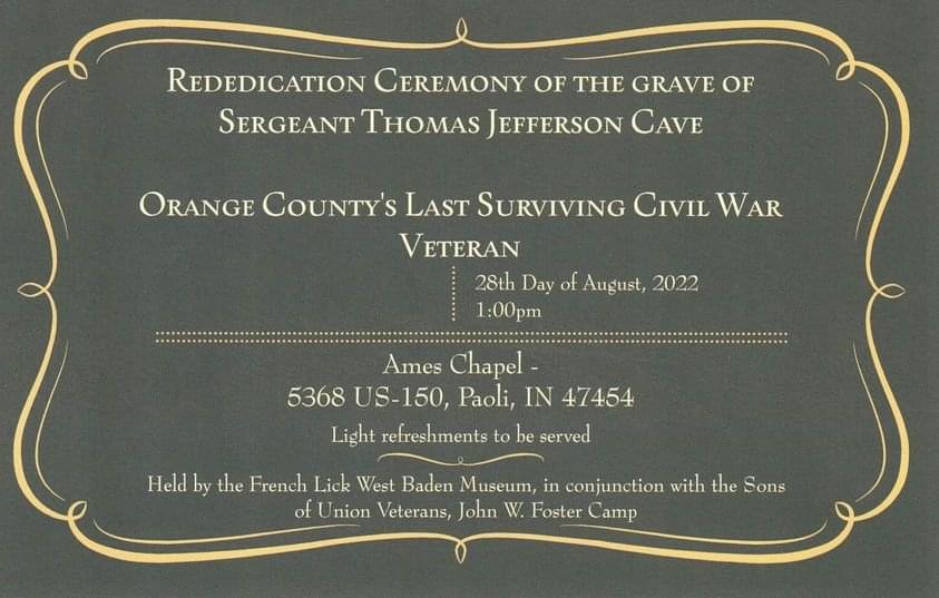 August 28, Paoli, Indiana graveside ceremony recognizing SGT Thomas