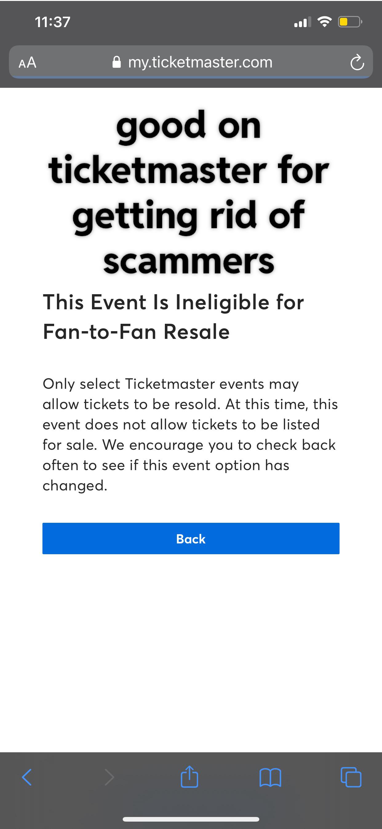 good on ticketmaster for getting rid of fan to fan resale. problem is i