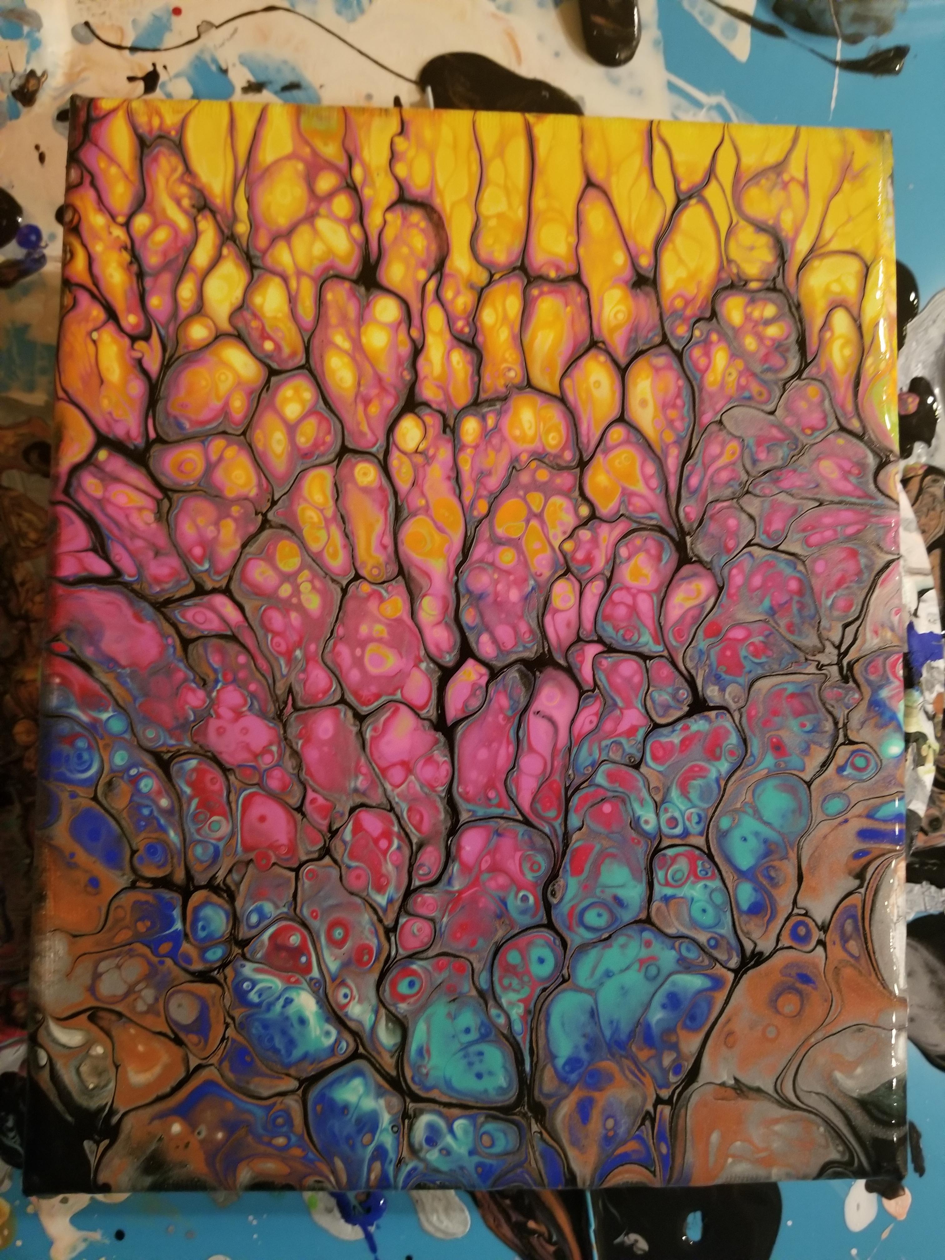 First attempt at wet paper towel method r/PourPainting