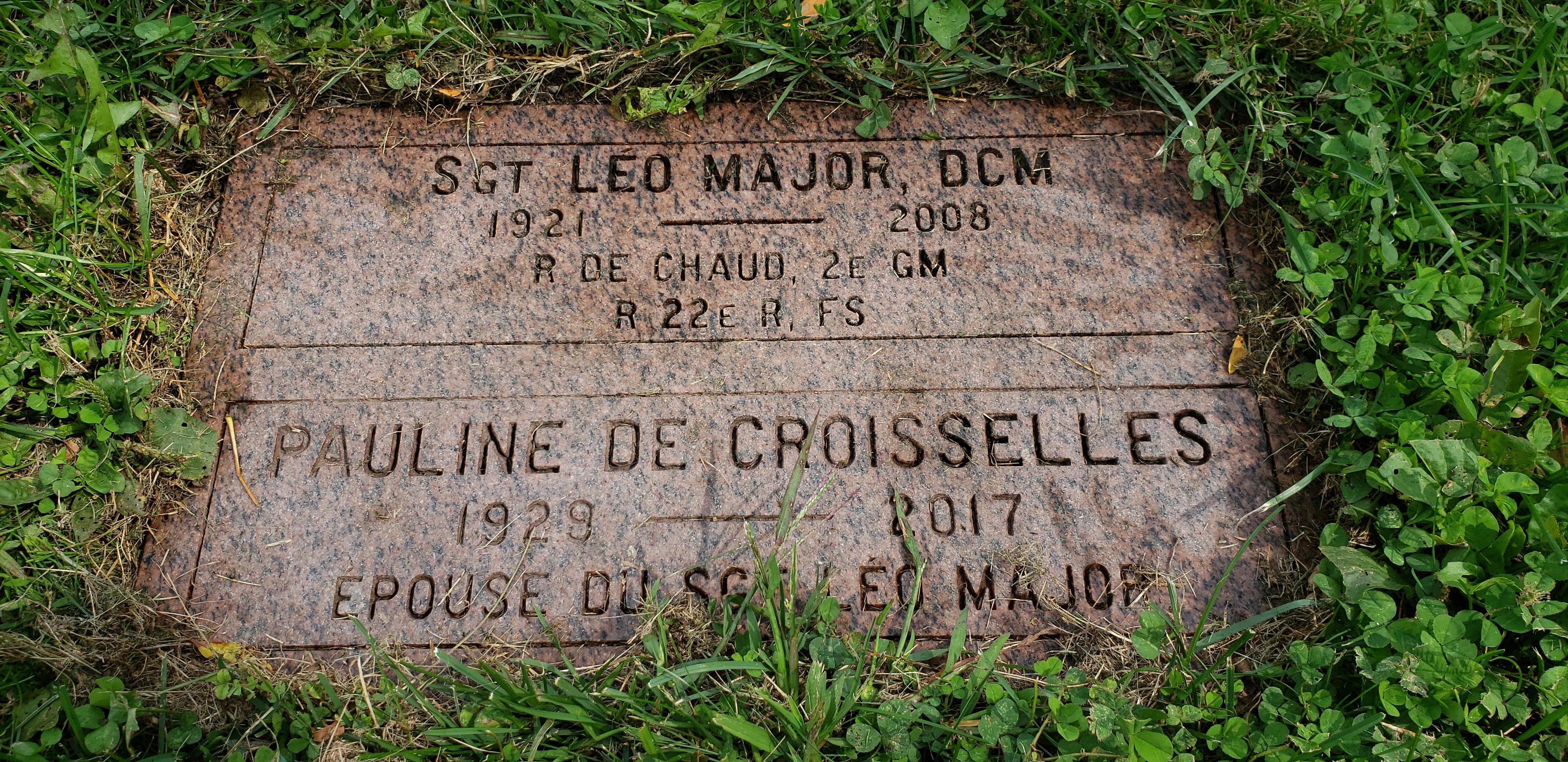Sgt Leo Major's (DCM & Bar) Grave in Fairview Montreal. Man most
