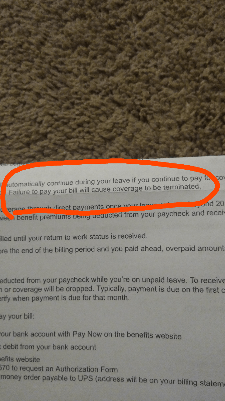 FMLA and insurance?? r/UPSers