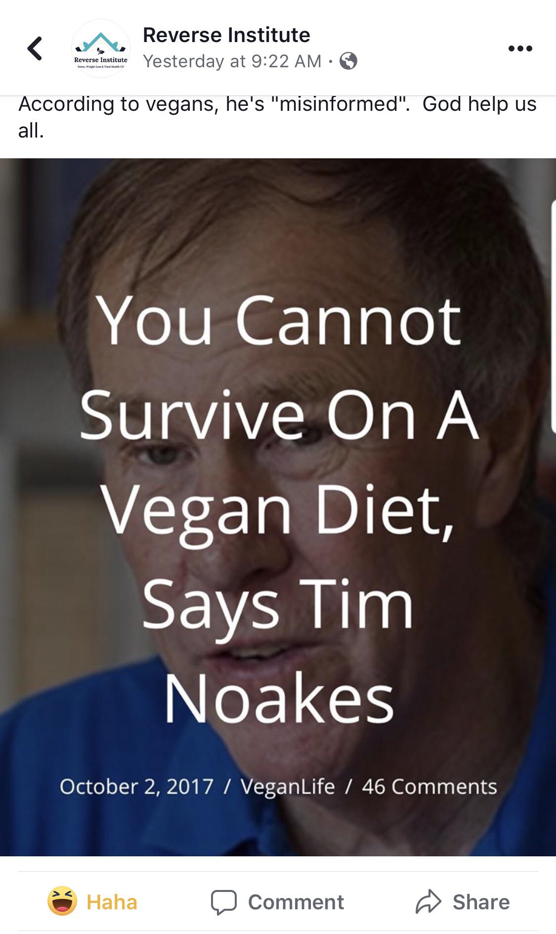 You cannot survive on a vegan diet, period. r/LateStageCarnism