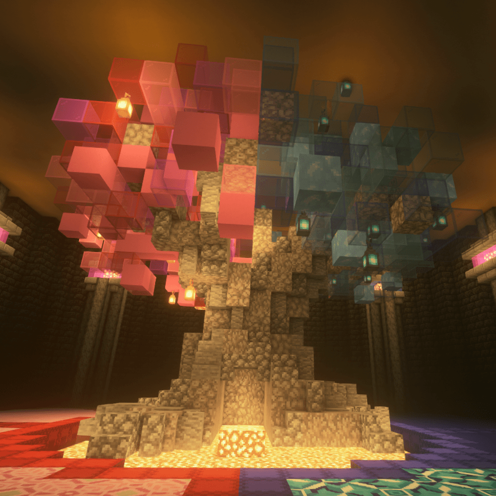 A two tone underground tree statue! Minecraft