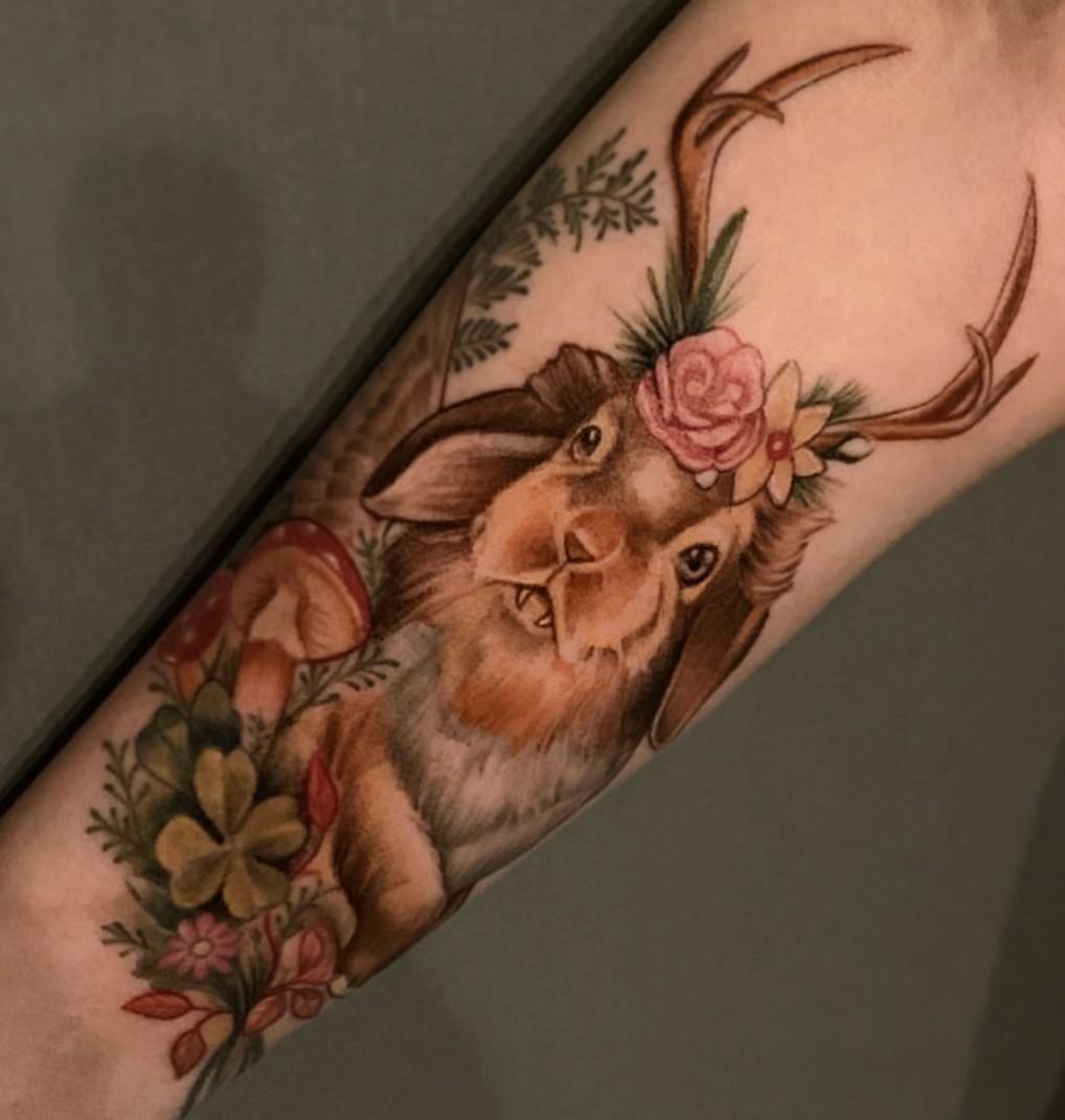 My wolpertinger! Done by Elvis Ink'd Society North Brunswick, NJ