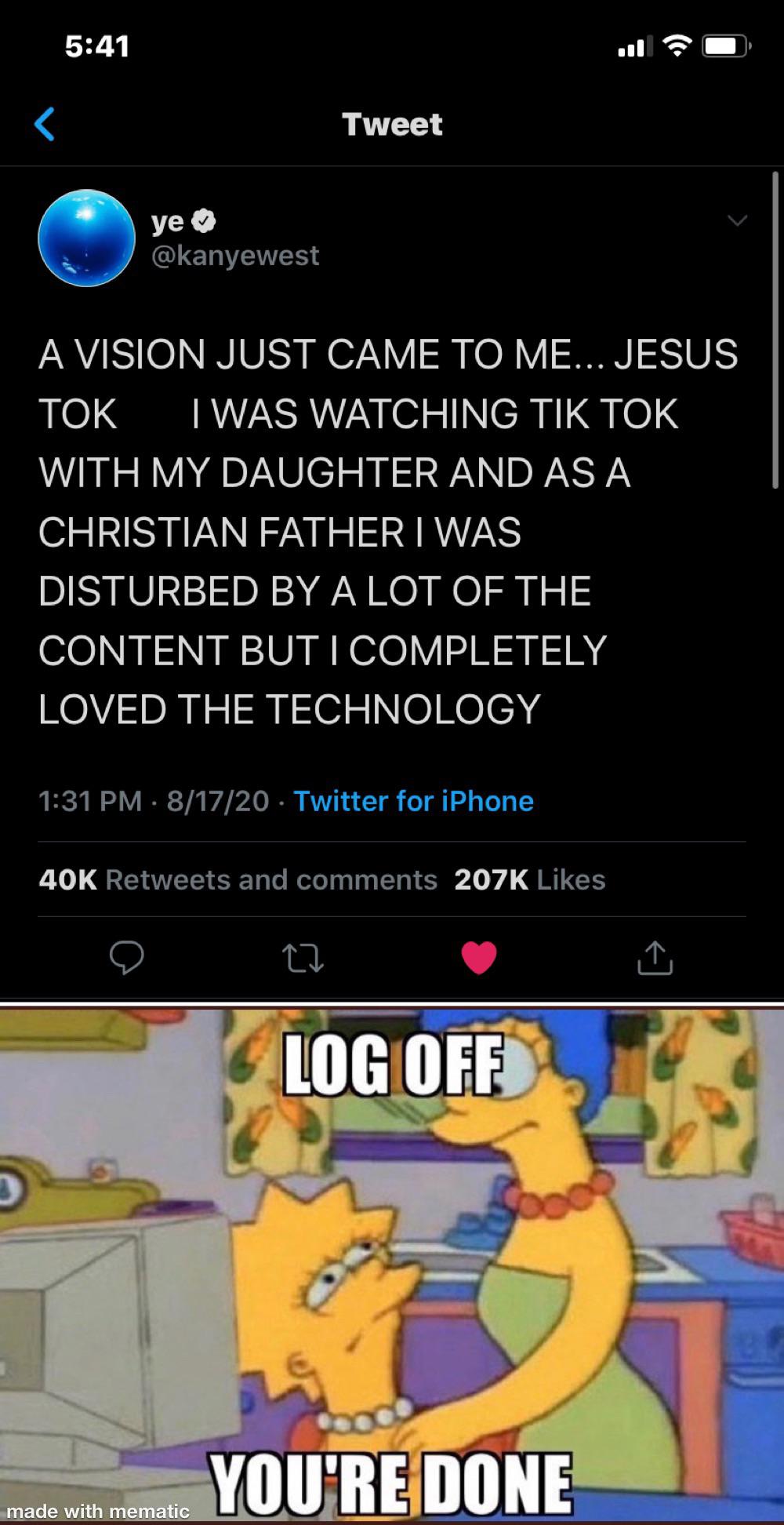 Log off Kanye, your done r/memes