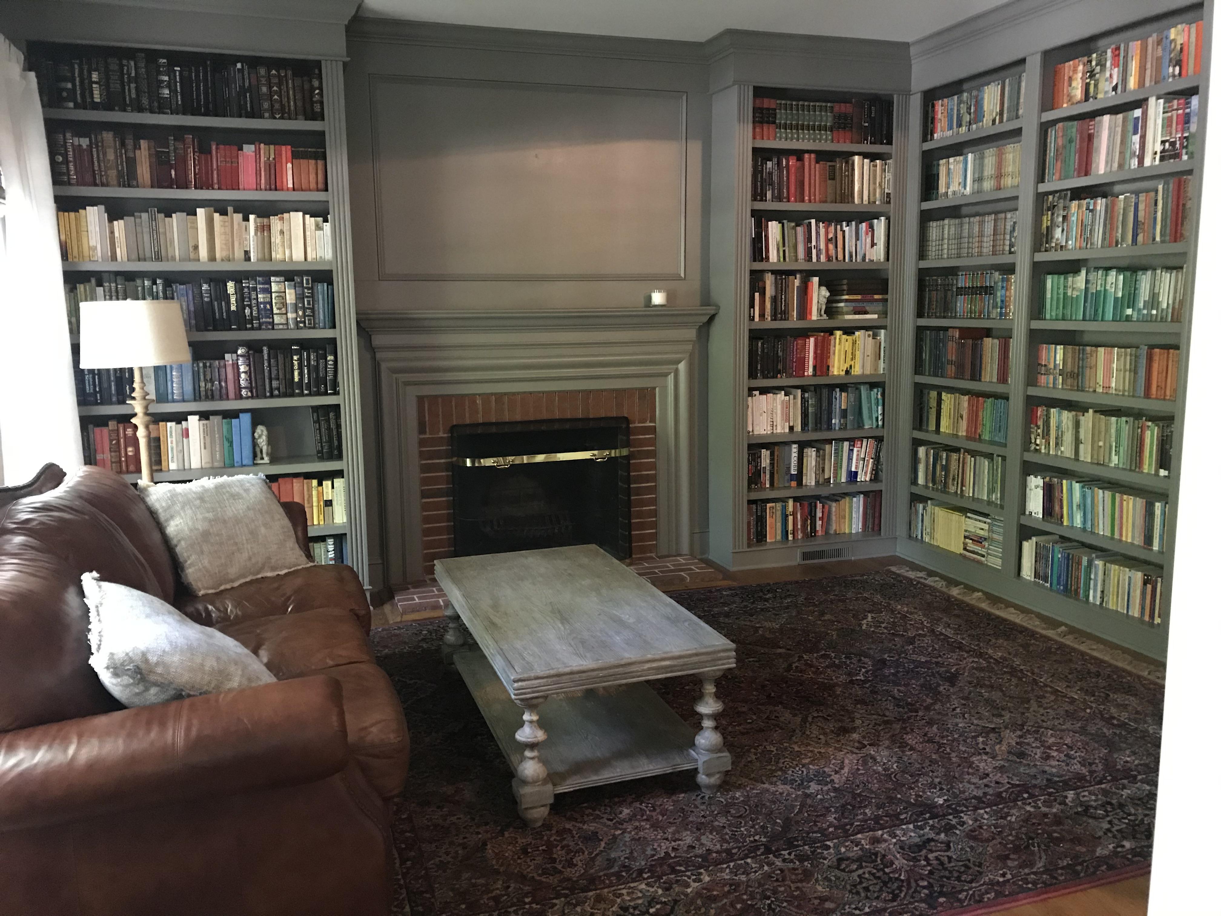 My sister’s library. She just had the shelves built & it’s everyone’s