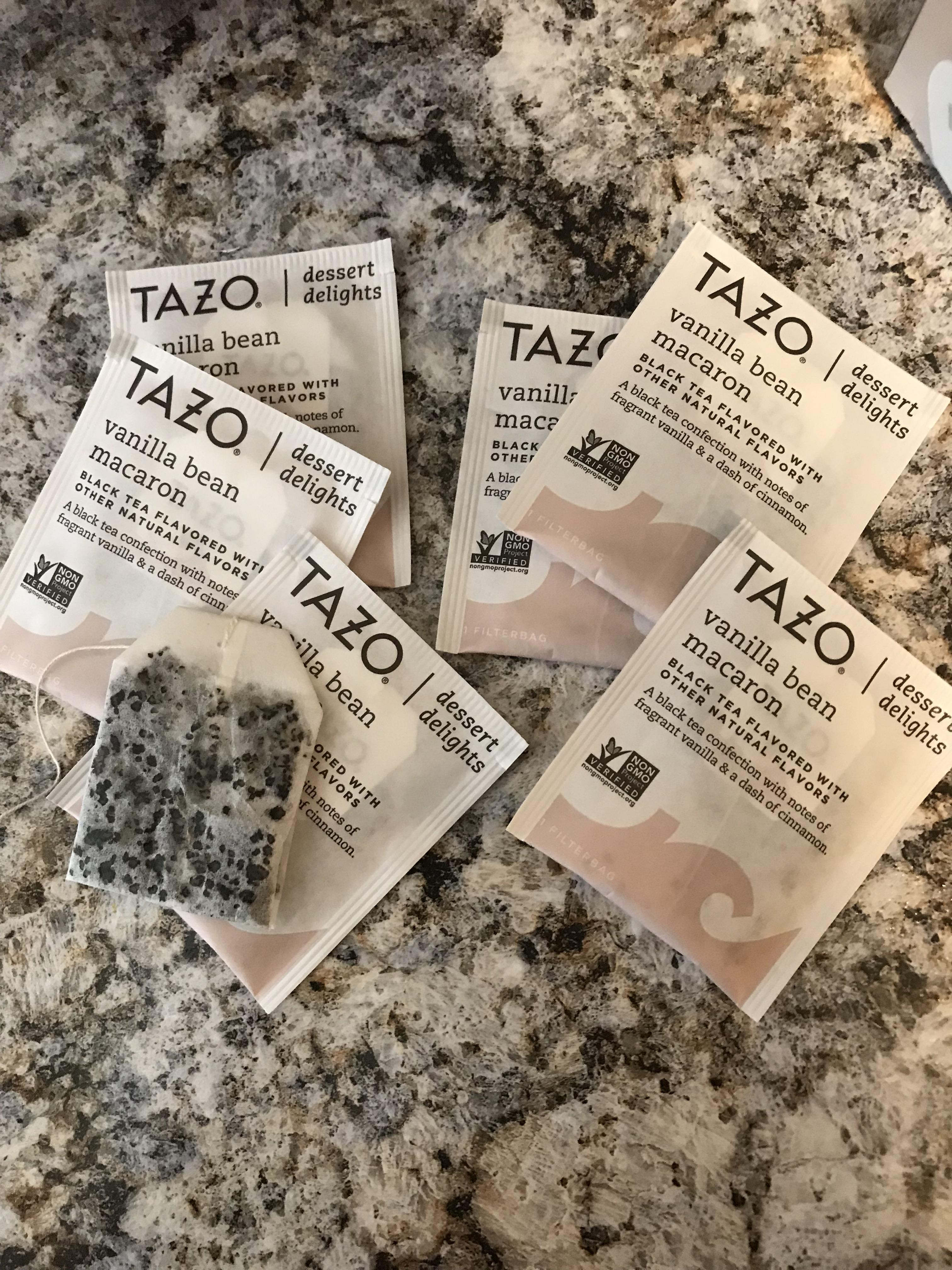I bought two boxes of Tazo Vanilla Bean Macaron tea from two different