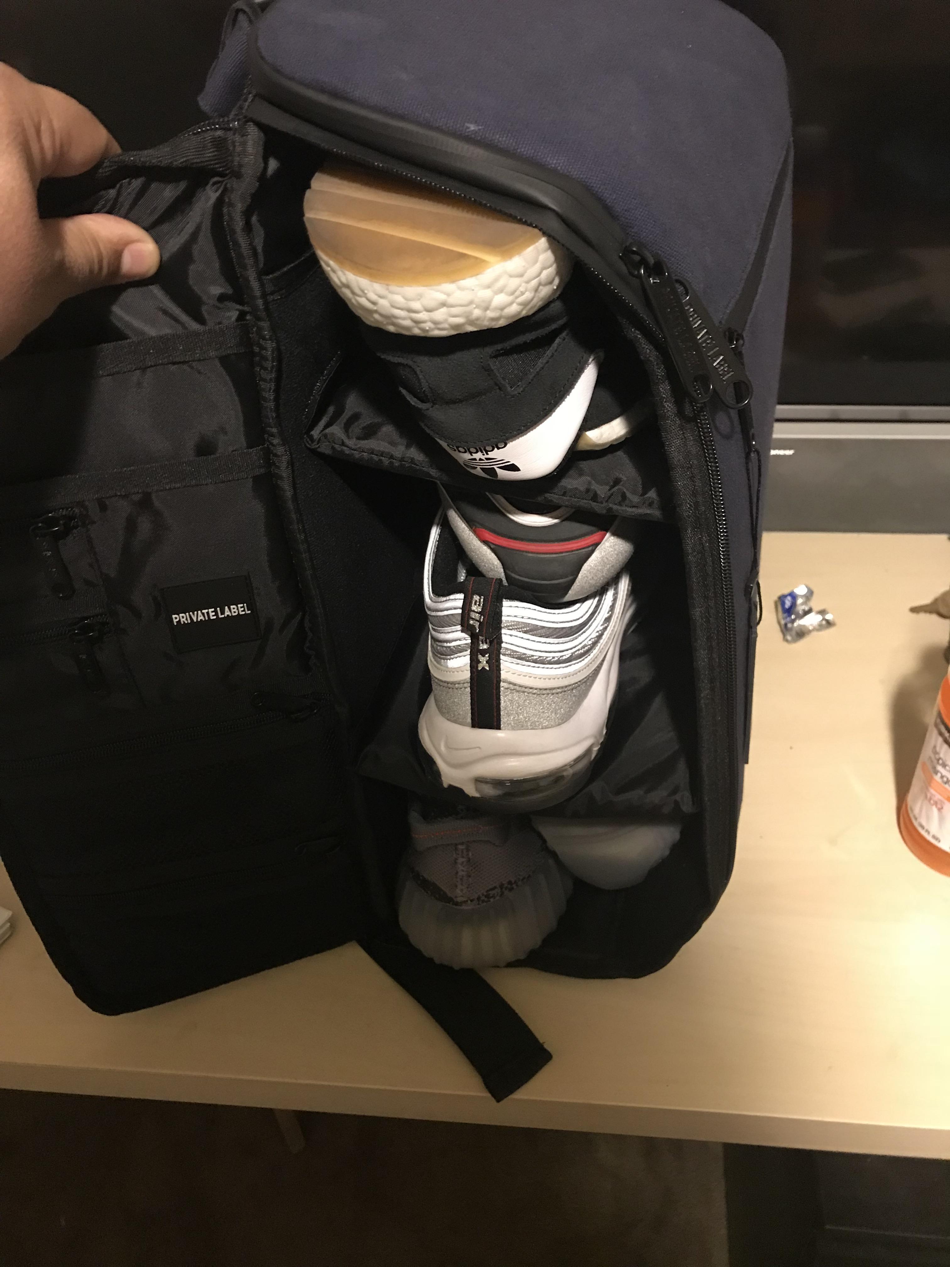 Private label sneaker backpack Black Friday pickup r/Sneakers