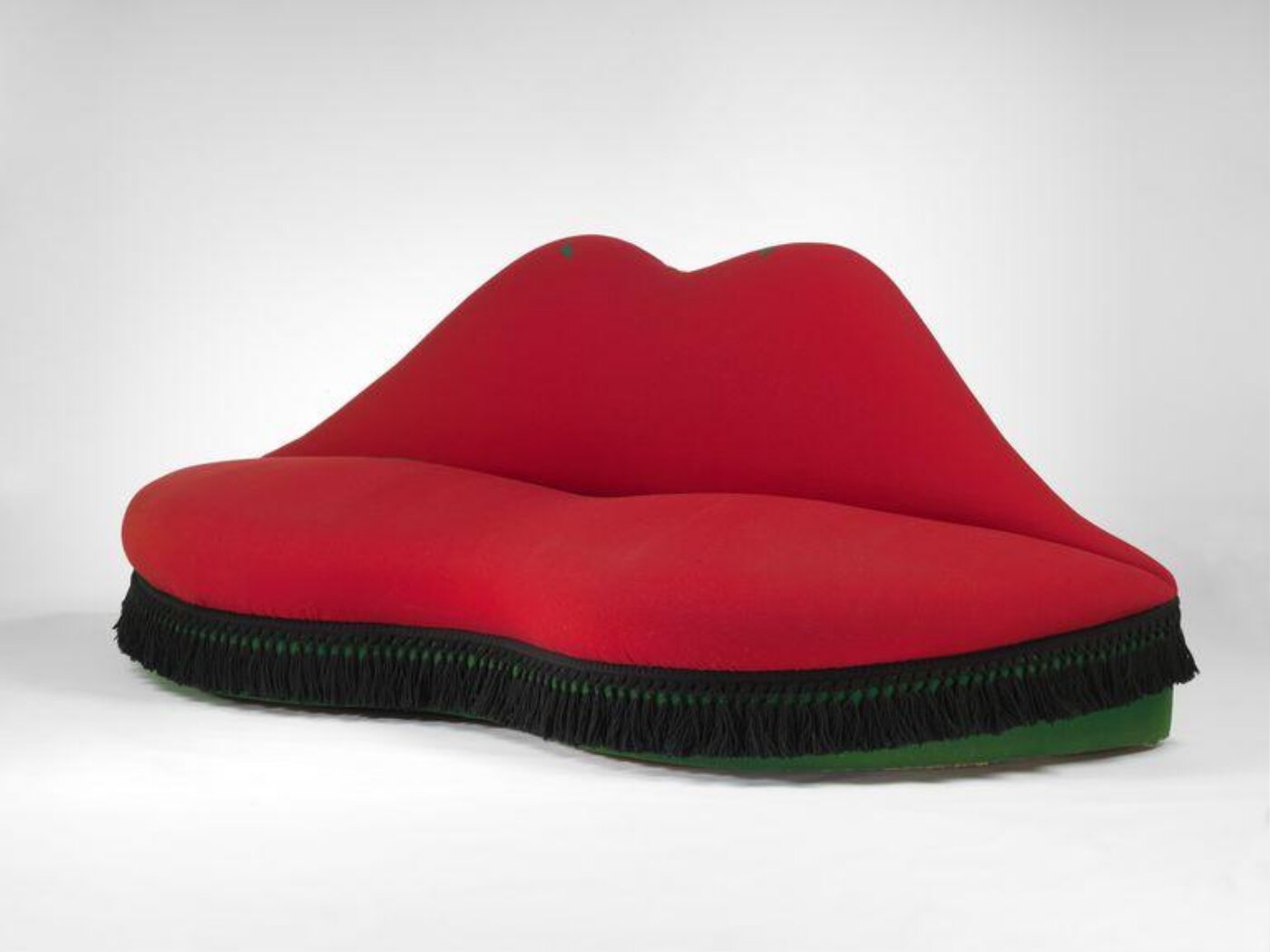 The 'Mae West Lips Sofa', designed by Salvador Dali & Edward James in 1938. Displayed in the