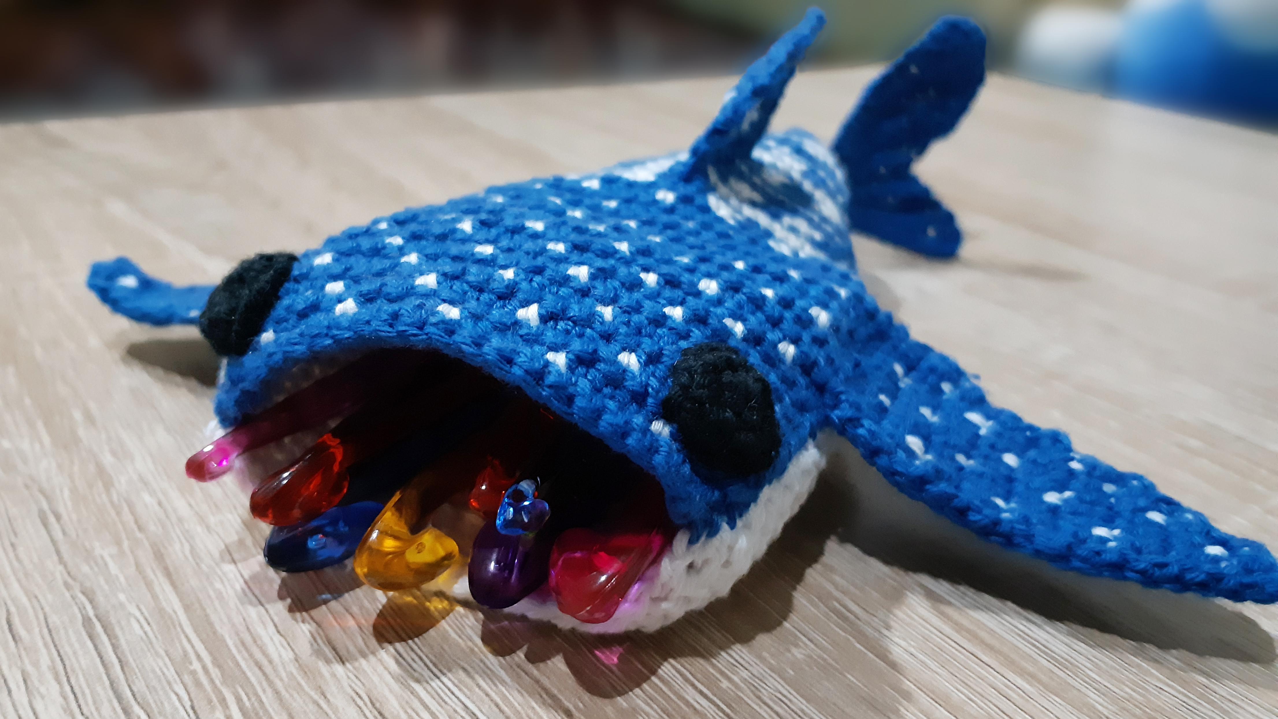 My sister asked for a whale shark case so I made her one crochet