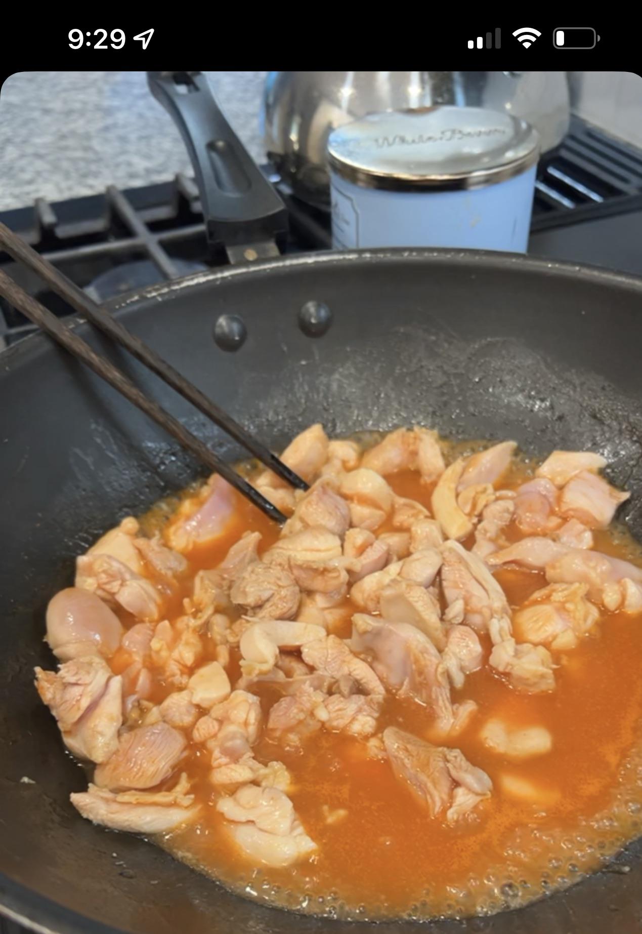 Asked my boyfriend to make us dinner, so he cubed chicken, added a