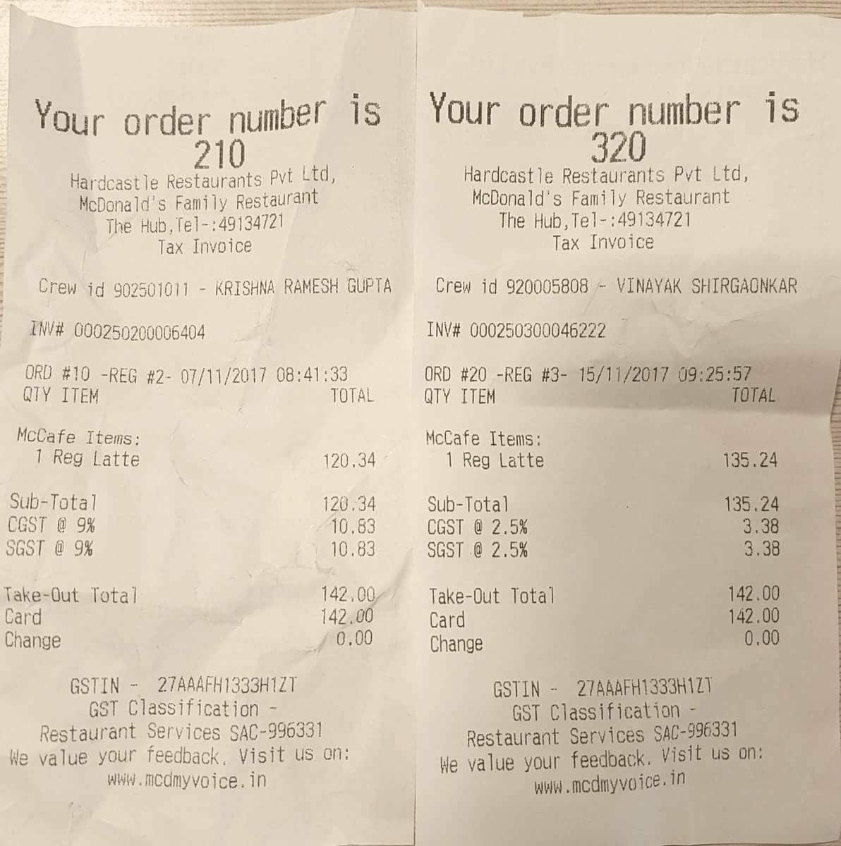 Before and after reduction of GST in restaurants. [np] r/india