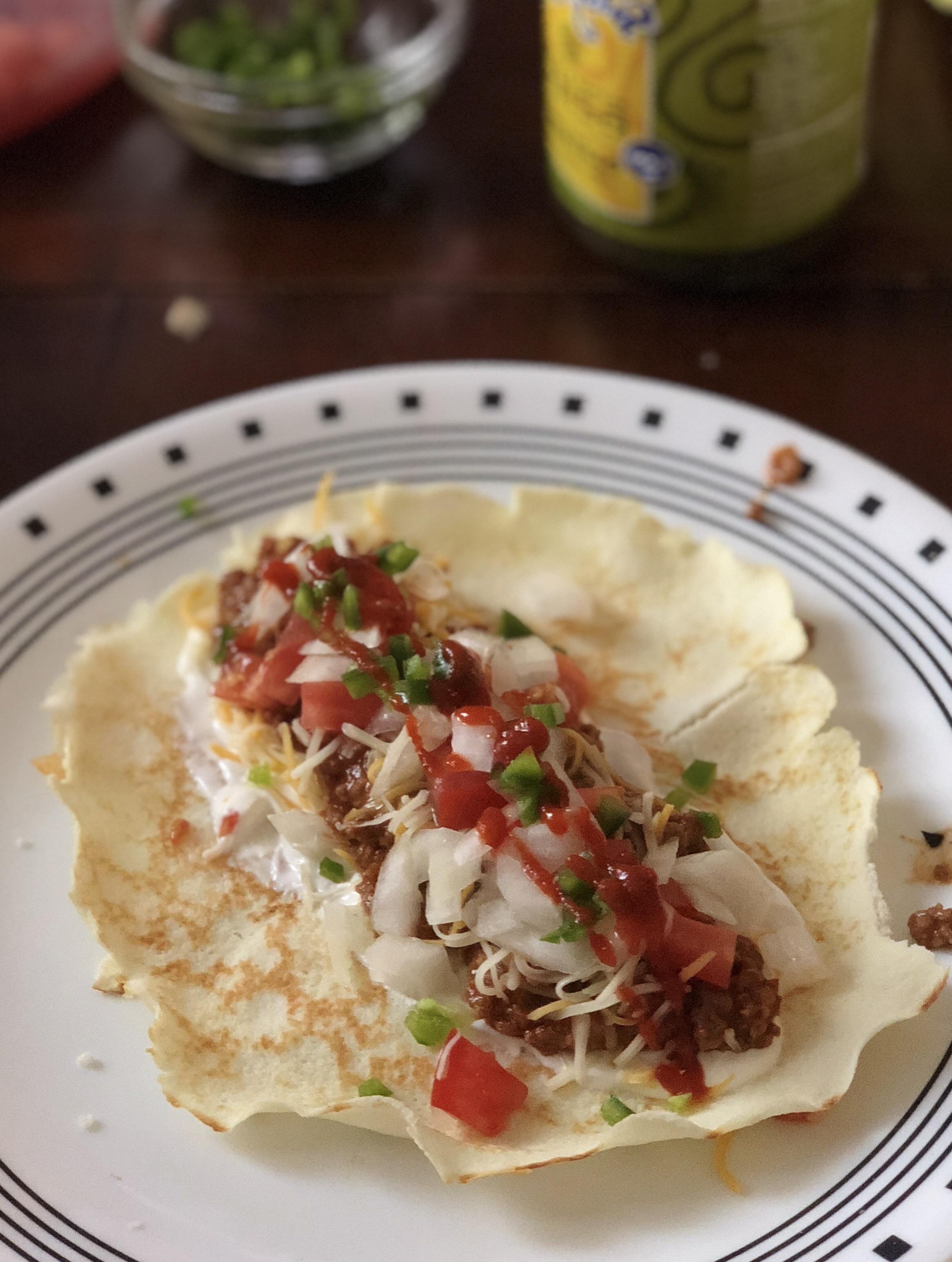 Coconut flour and egg white tortilla taco! r/Keto_Food