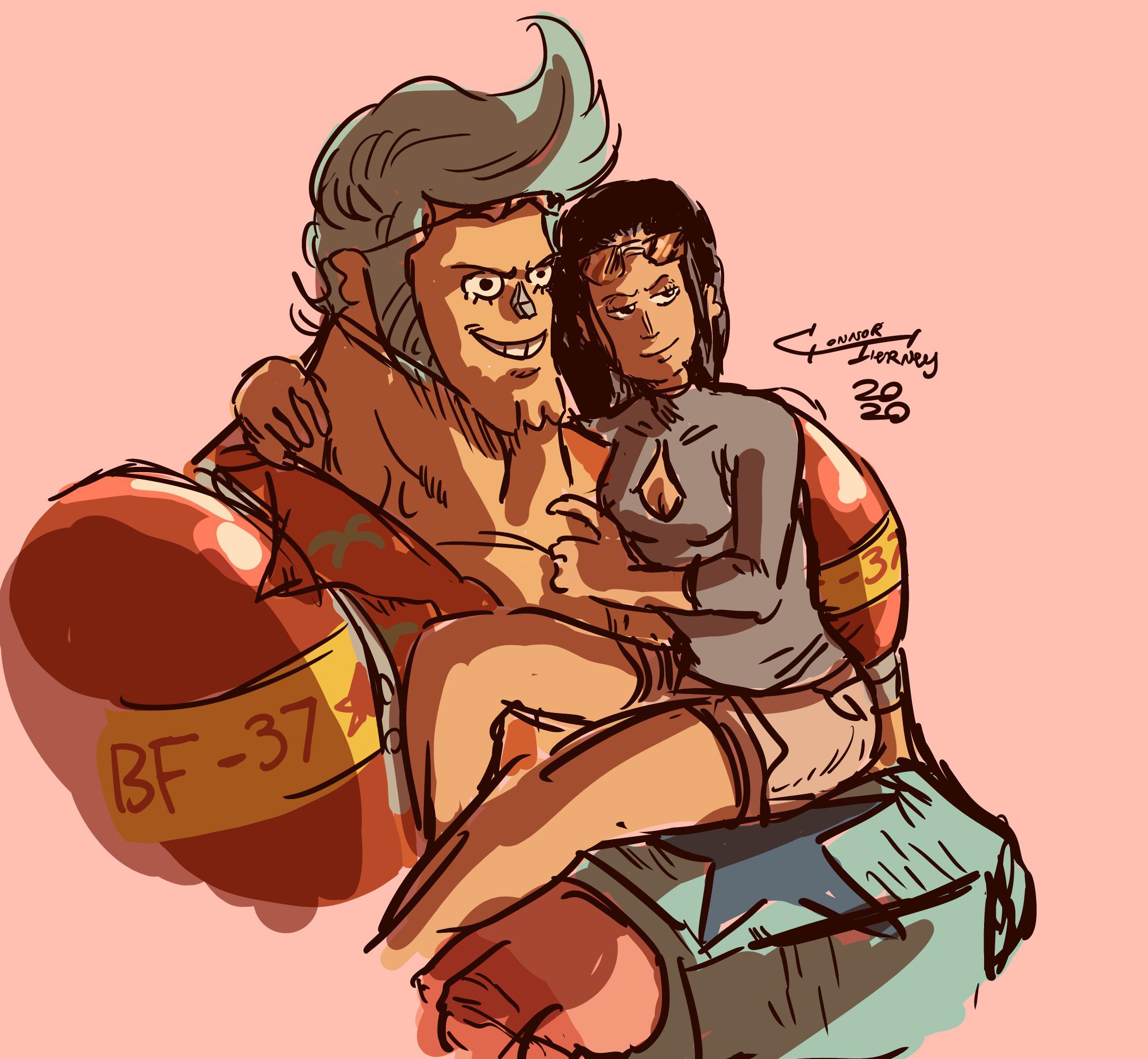 A quick 10 min Franky and Robin sketch OnePiece