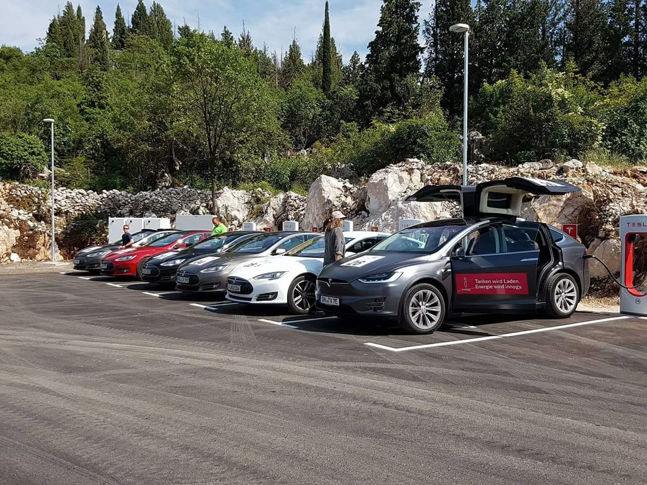 Tesla superchargers in a small city of Vrgorac, Croatia. r/teslamotors